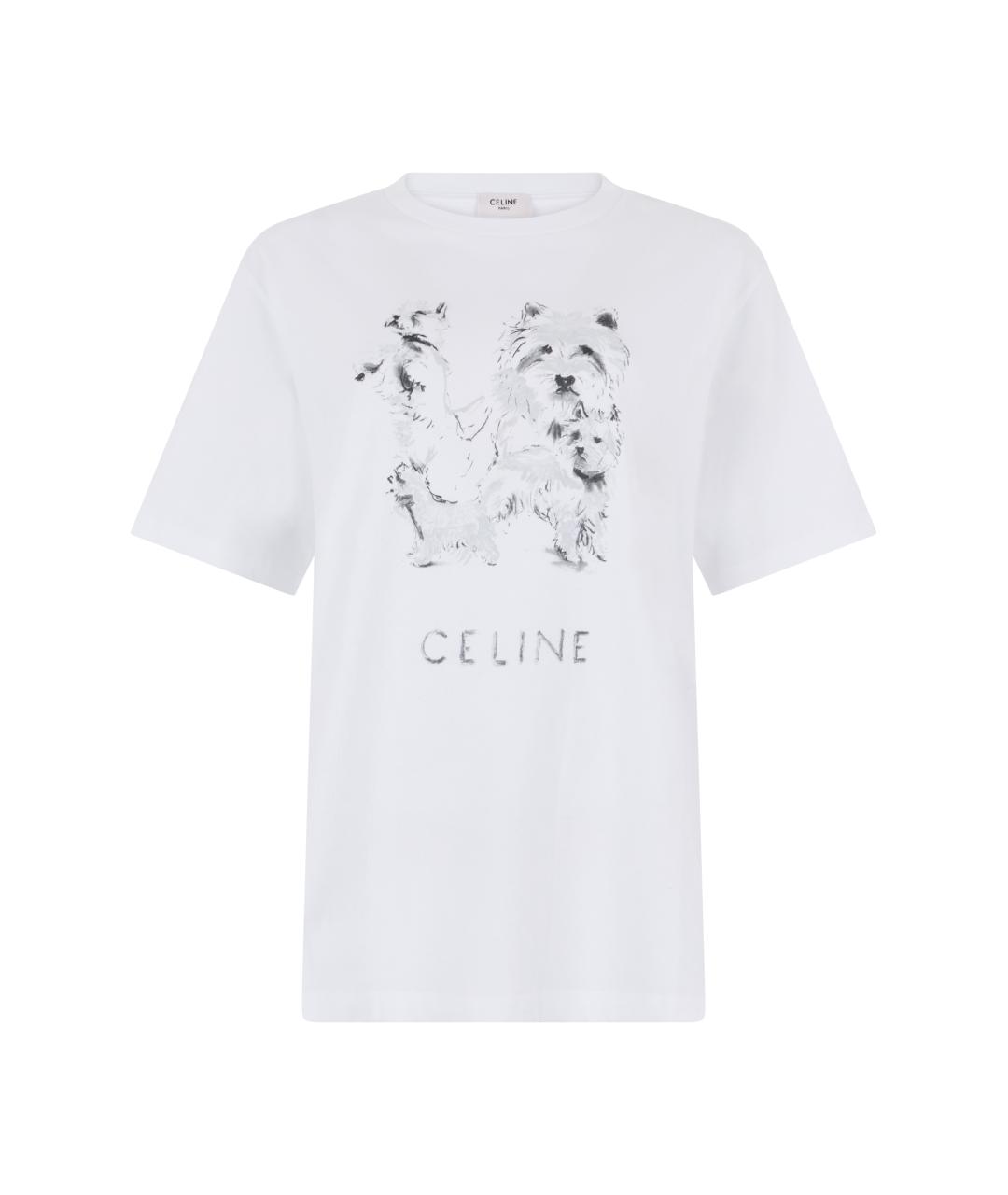 CELINE Белая хлопковая футболка, фото 1