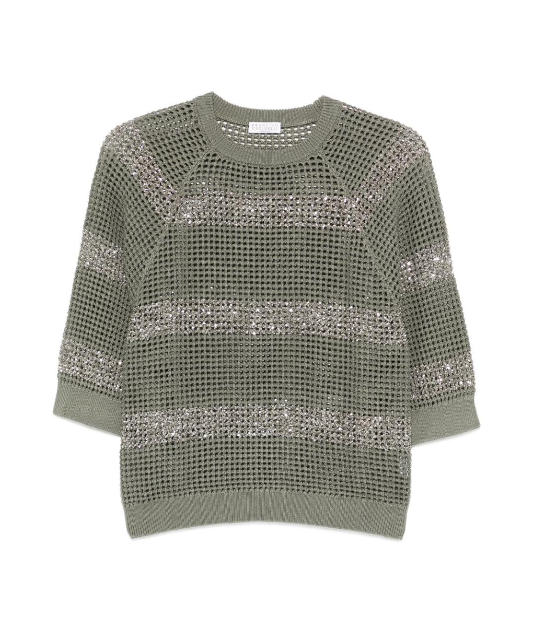 BRUNELLO CUCINELLI Хаки хлопковый джемпер / свитер, фото 1