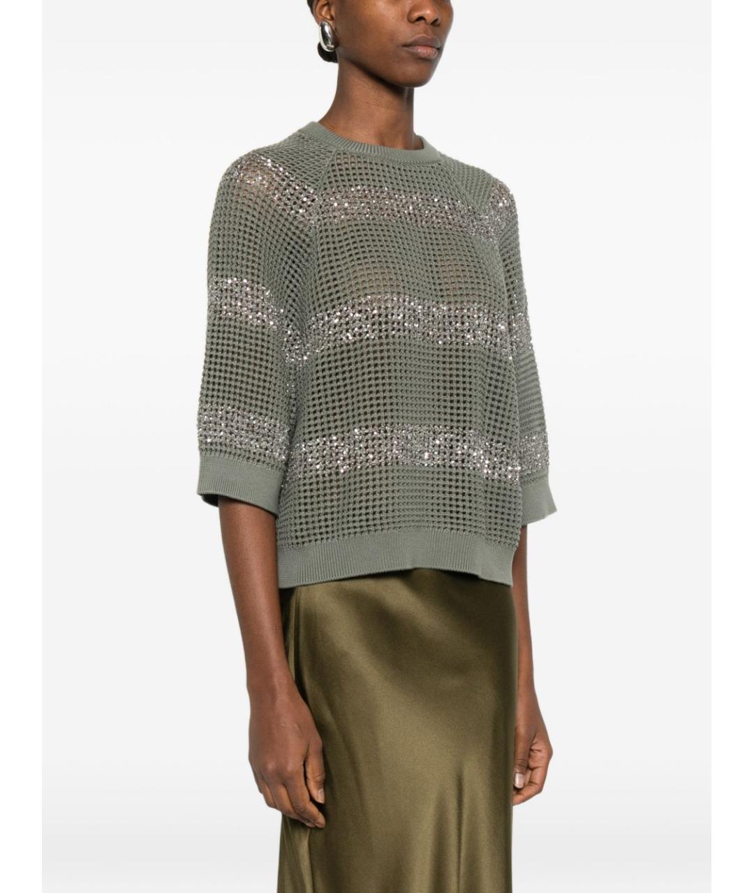 BRUNELLO CUCINELLI Хаки хлопковый джемпер / свитер, фото 3