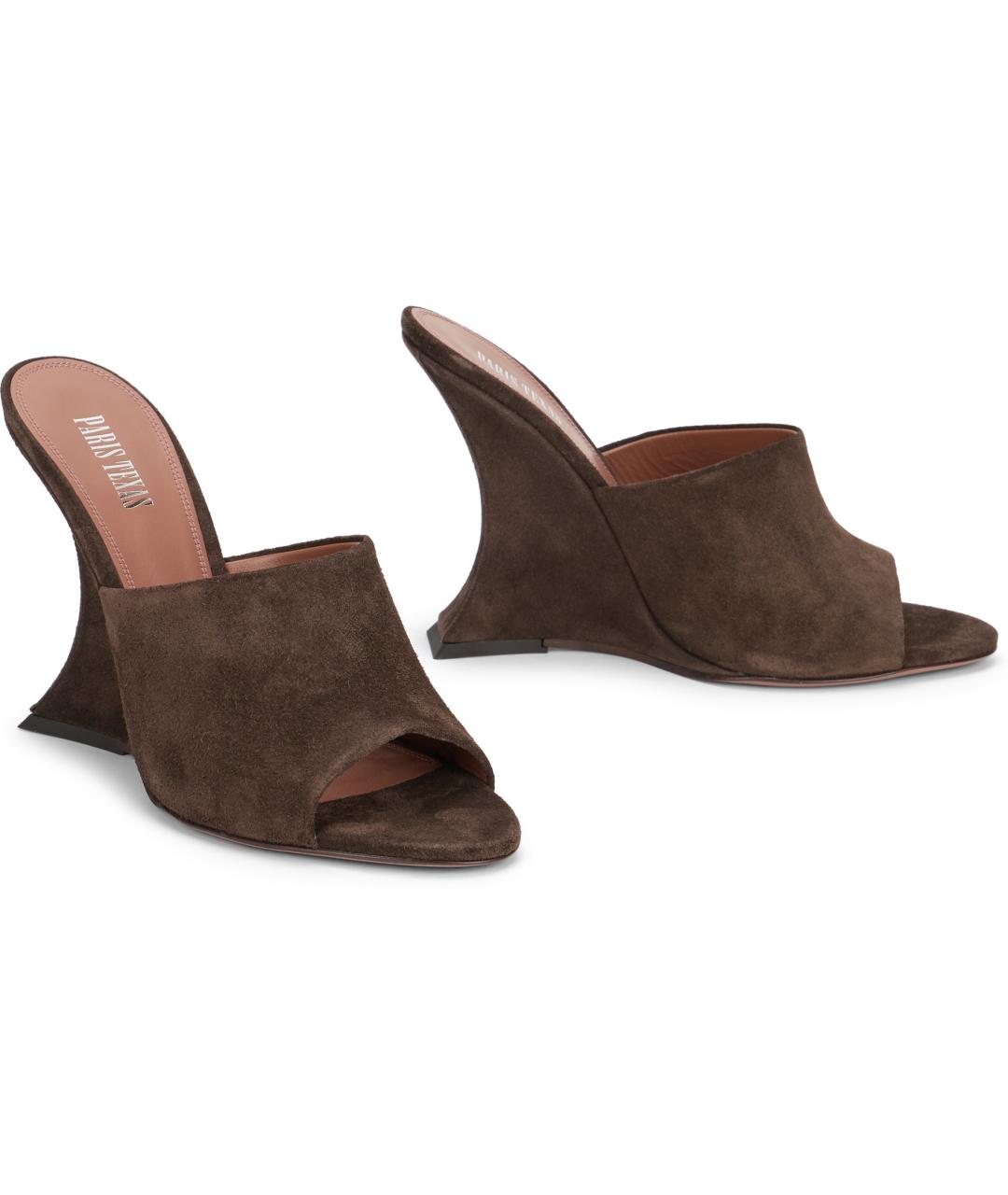 PARIS TEXAS Коричневые замшевые мюли, фото 3