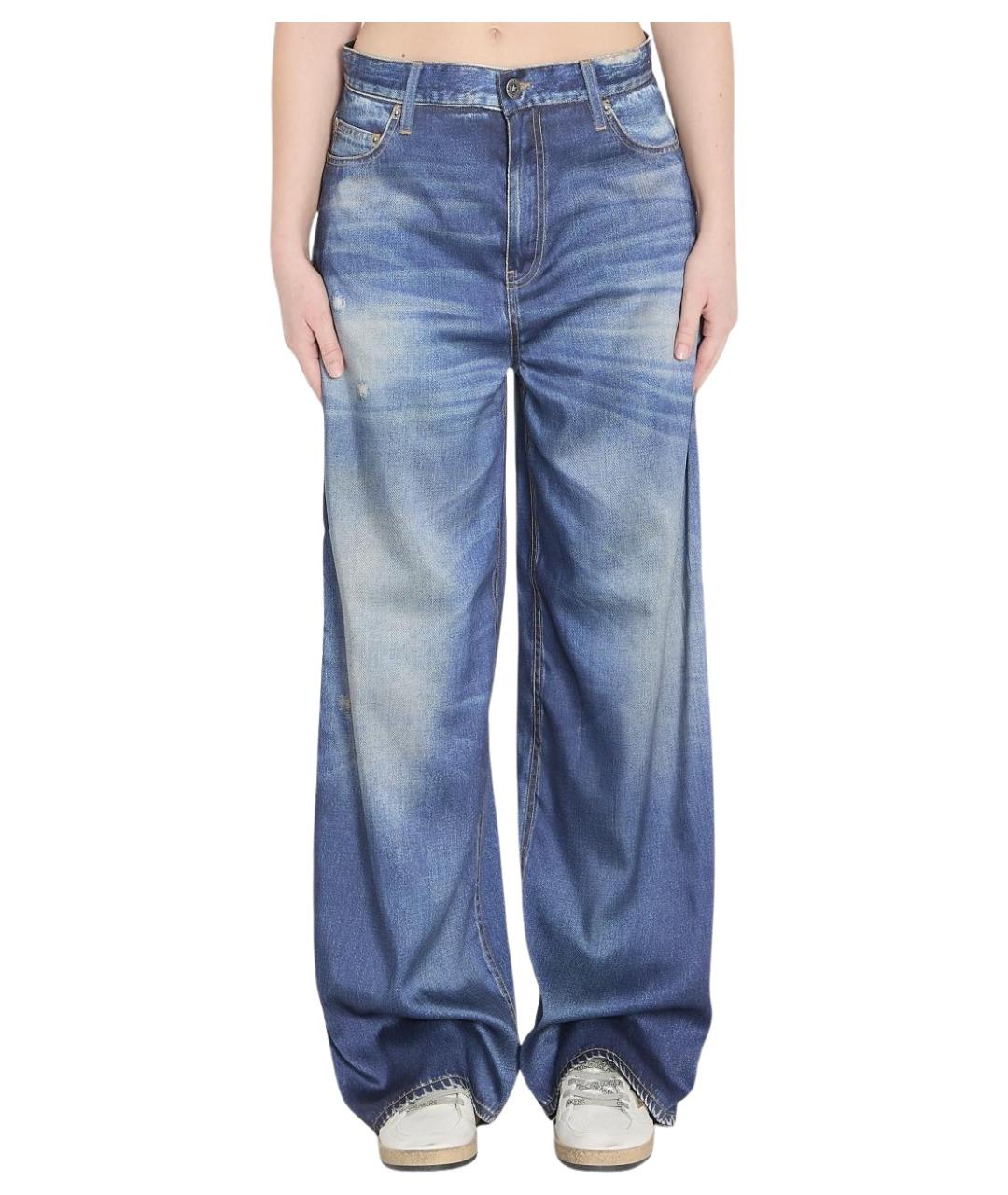 GOLDEN GOOSE DELUXE BRAND Синие хлопко-полиэстеровые джинсы клеш, фото 1