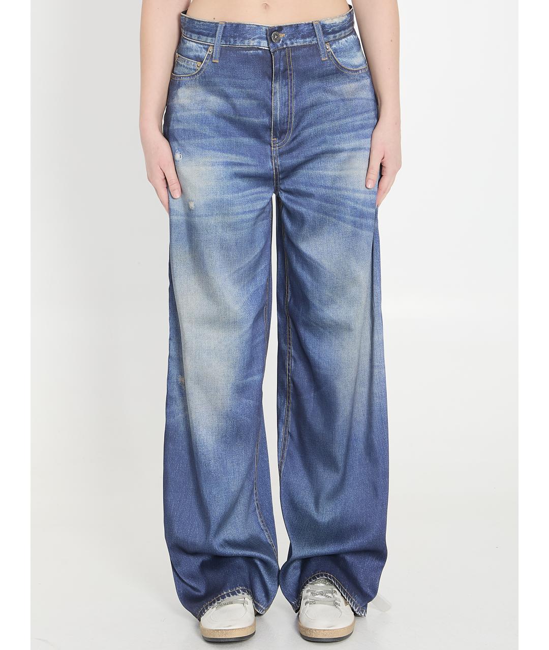 GOLDEN GOOSE DELUXE BRAND Синие хлопко-полиэстеровые джинсы клеш, фото 4