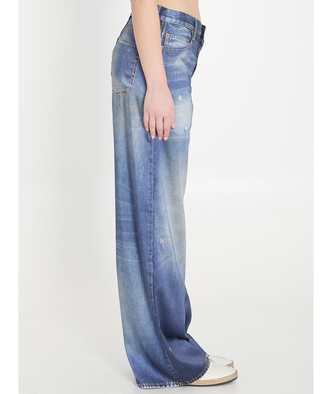 GOLDEN GOOSE DELUXE BRAND Синие хлопко-полиэстеровые джинсы клеш, фото 3