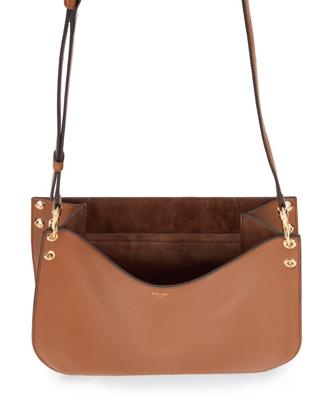 CELINE Коричневая кожаная сумка через плечо, фото 5