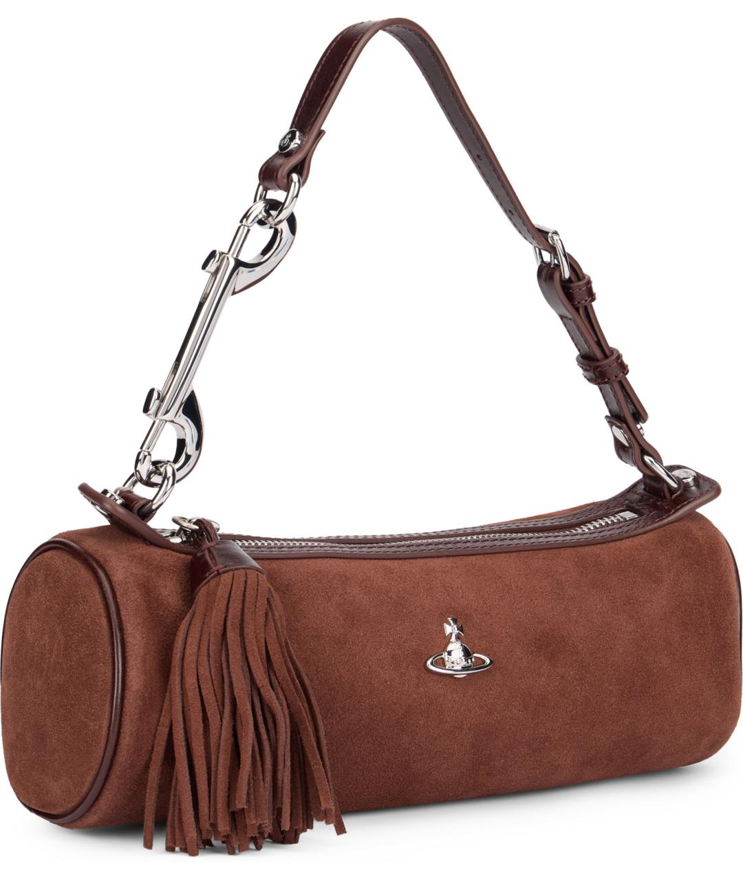 VIVIENNE WESTWOOD Коричневая замшевая сумка с короткими ручками, фото 3