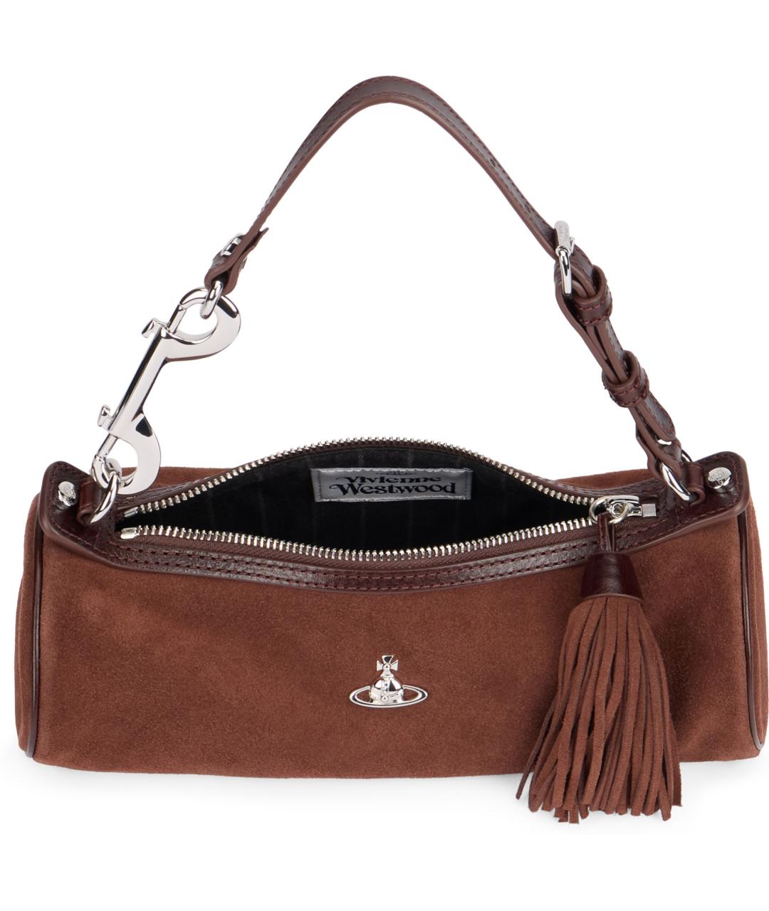 VIVIENNE WESTWOOD Коричневая замшевая сумка с короткими ручками, фото 5