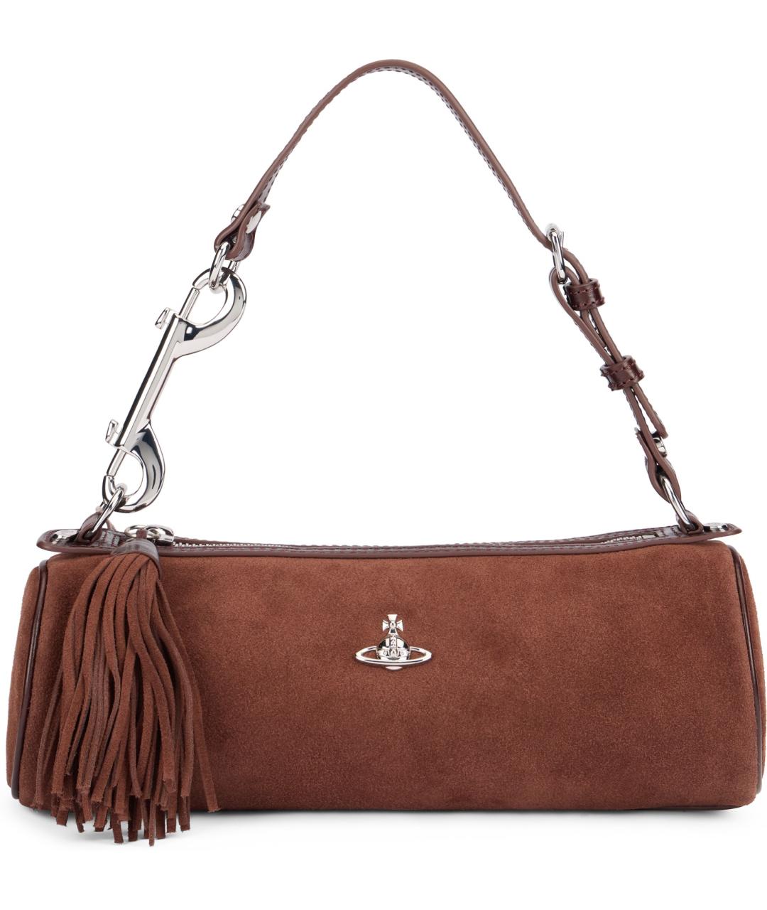 VIVIENNE WESTWOOD Коричневая замшевая сумка с короткими ручками, фото 2
