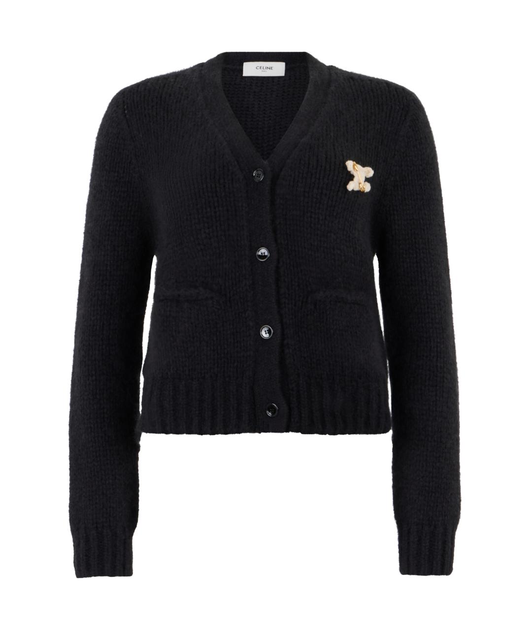 CELINE Черный кашемировый кардиган, фото 1