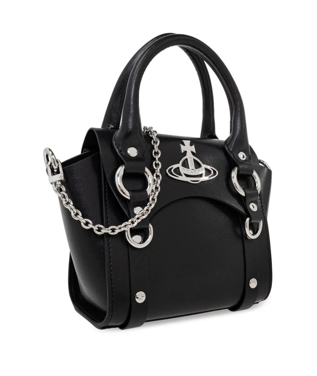 VIVIENNE WESTWOOD Черная кожаная сумка с короткими ручками, фото 4