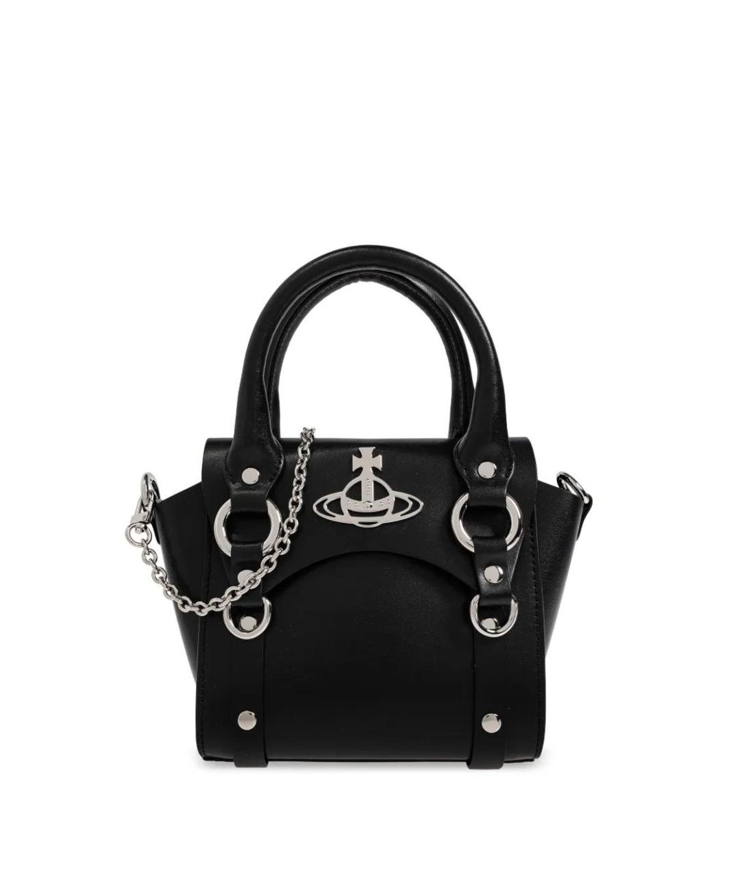 VIVIENNE WESTWOOD Черная кожаная сумка с короткими ручками, фото 1