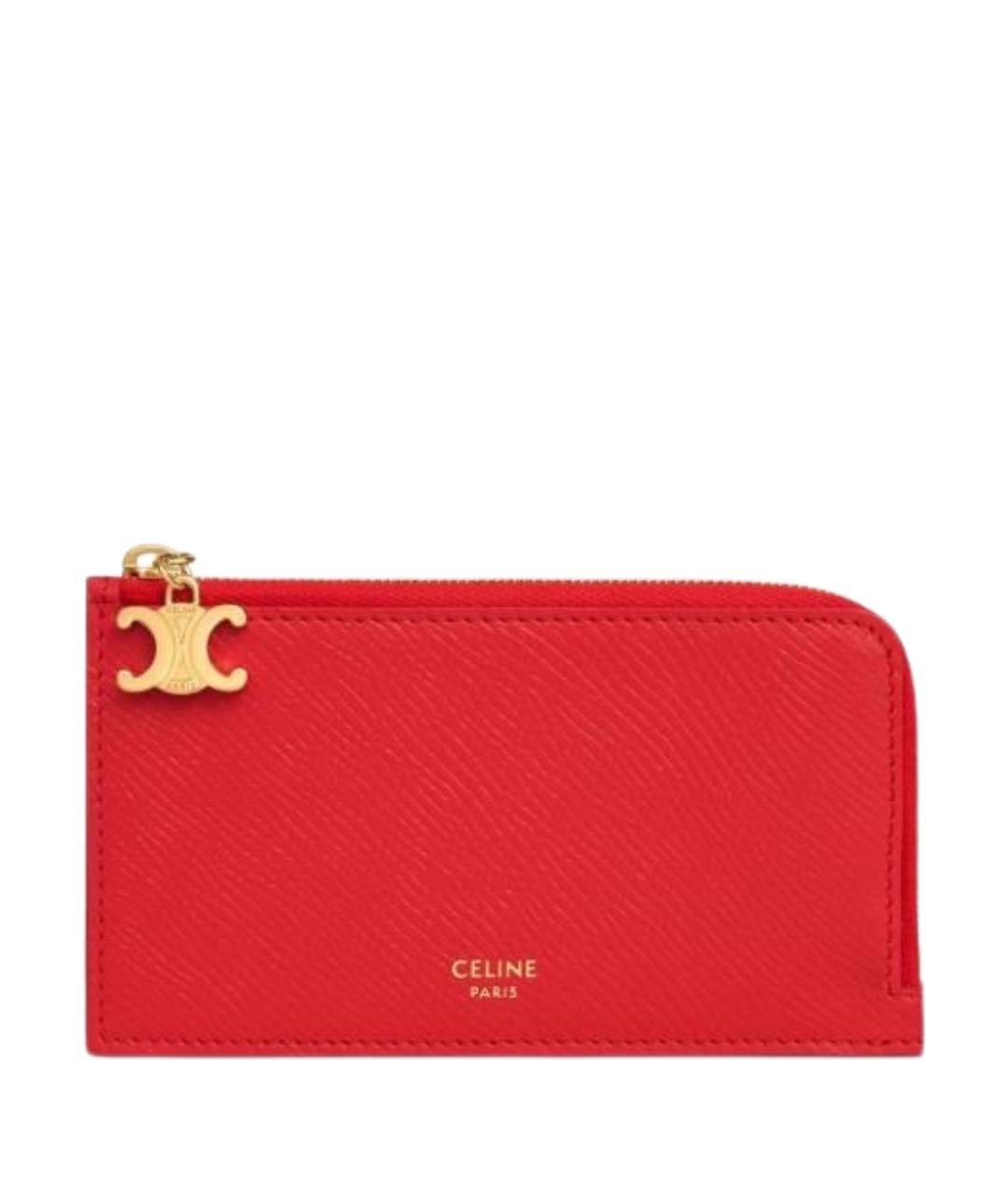 CELINE Красный кожаный кардхолдер, фото 1