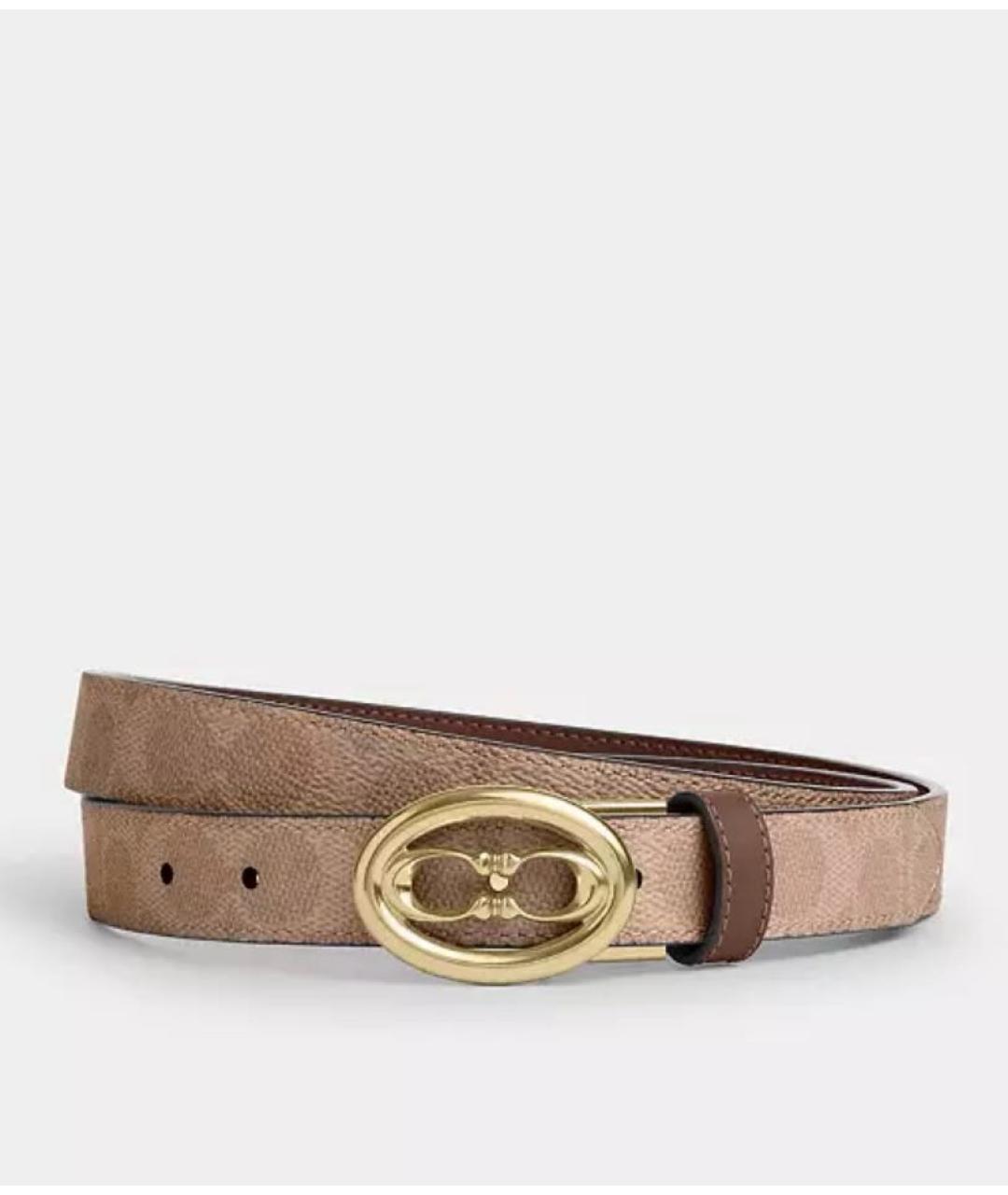 COACH Бежевый кожаный ремень, фото 3