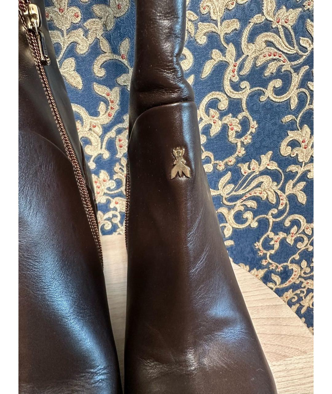 PATRIZIA PEPE Коричневые кожаные сапоги, фото 8
