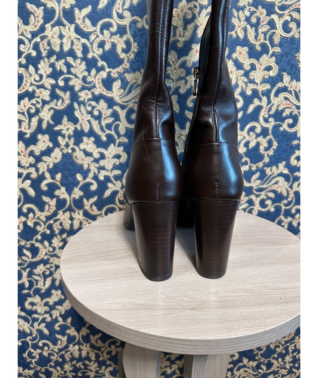 PATRIZIA PEPE Коричневые кожаные сапоги, фото 4