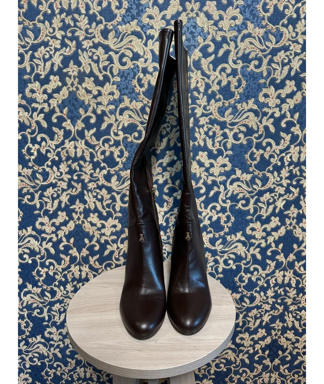PATRIZIA PEPE Коричневые кожаные сапоги, фото 2