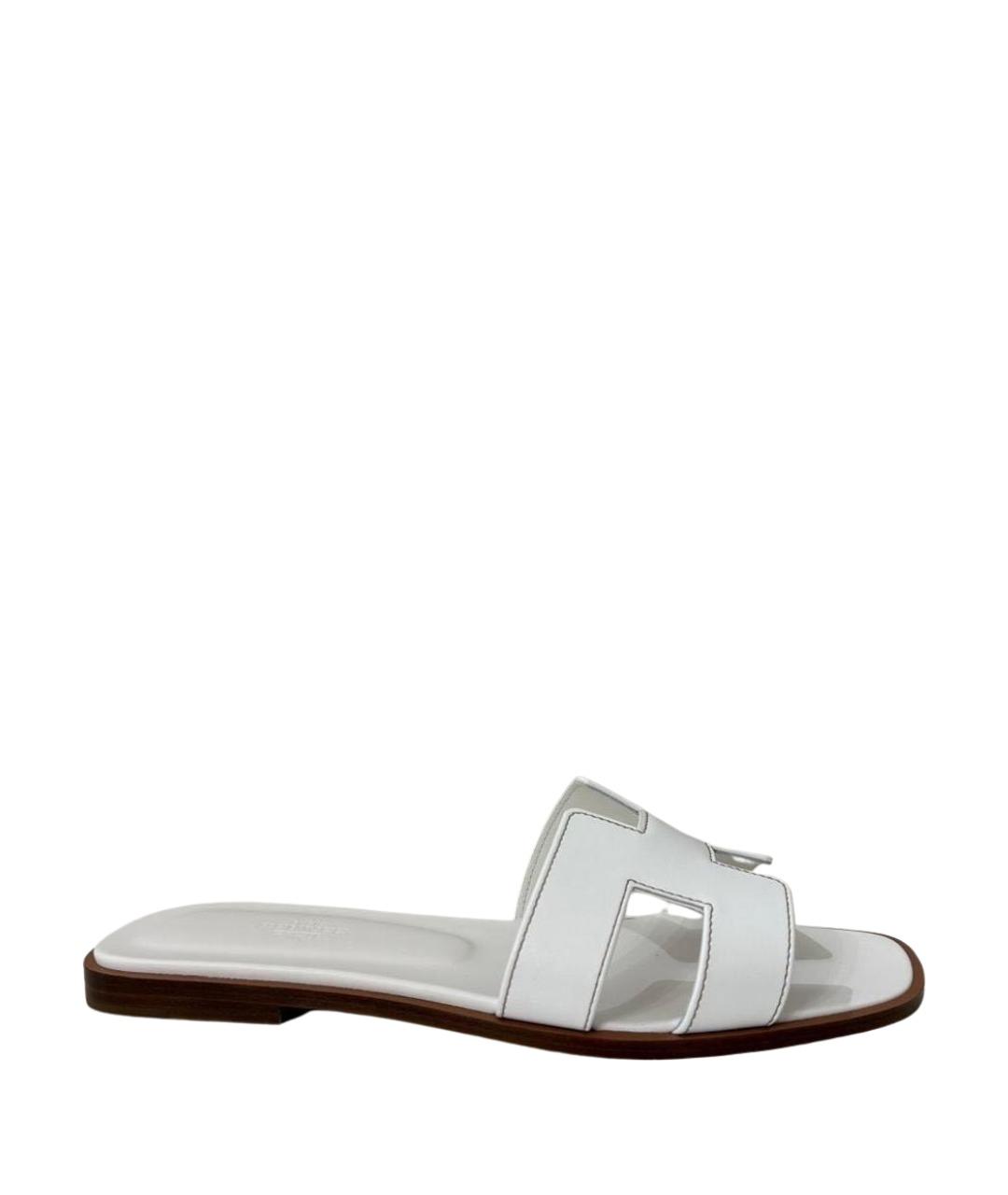 HERMES Белые кожаные сандалии, фото 1