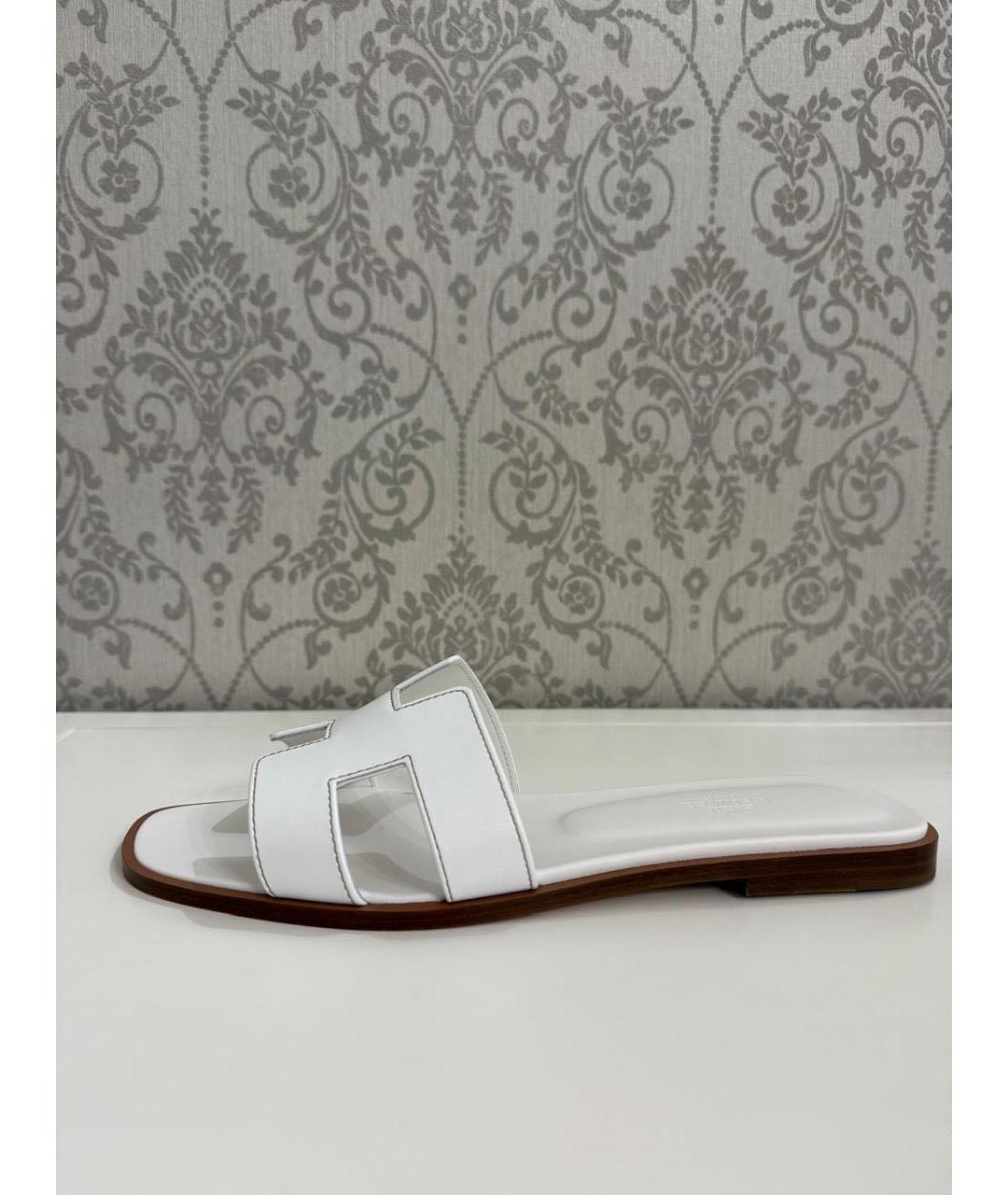 HERMES Белые кожаные сандалии, фото 6