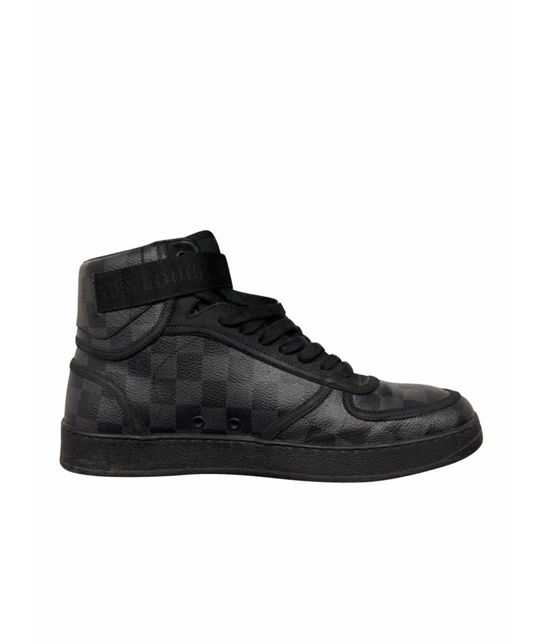 LOUIS VUITTON Черные кожаные высокие кроссовки / кеды, фото 1