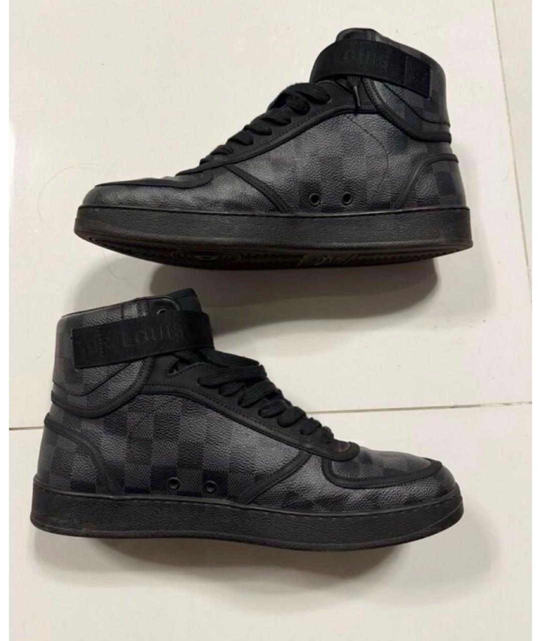 LOUIS VUITTON Черные кожаные высокие кроссовки / кеды, фото 5