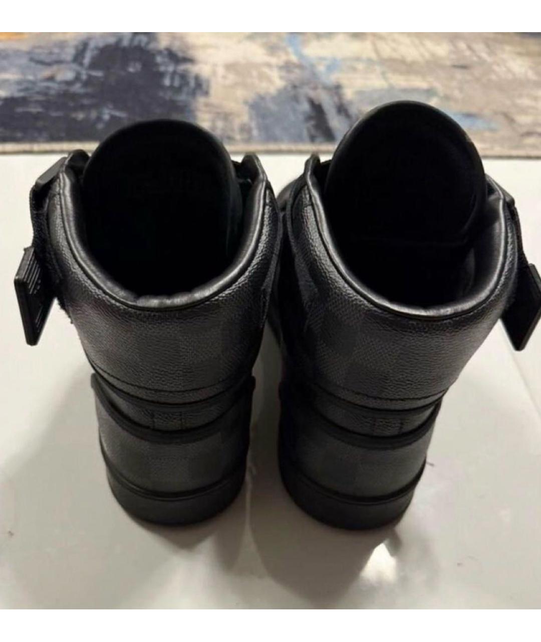 LOUIS VUITTON Черные кожаные высокие кроссовки / кеды, фото 2