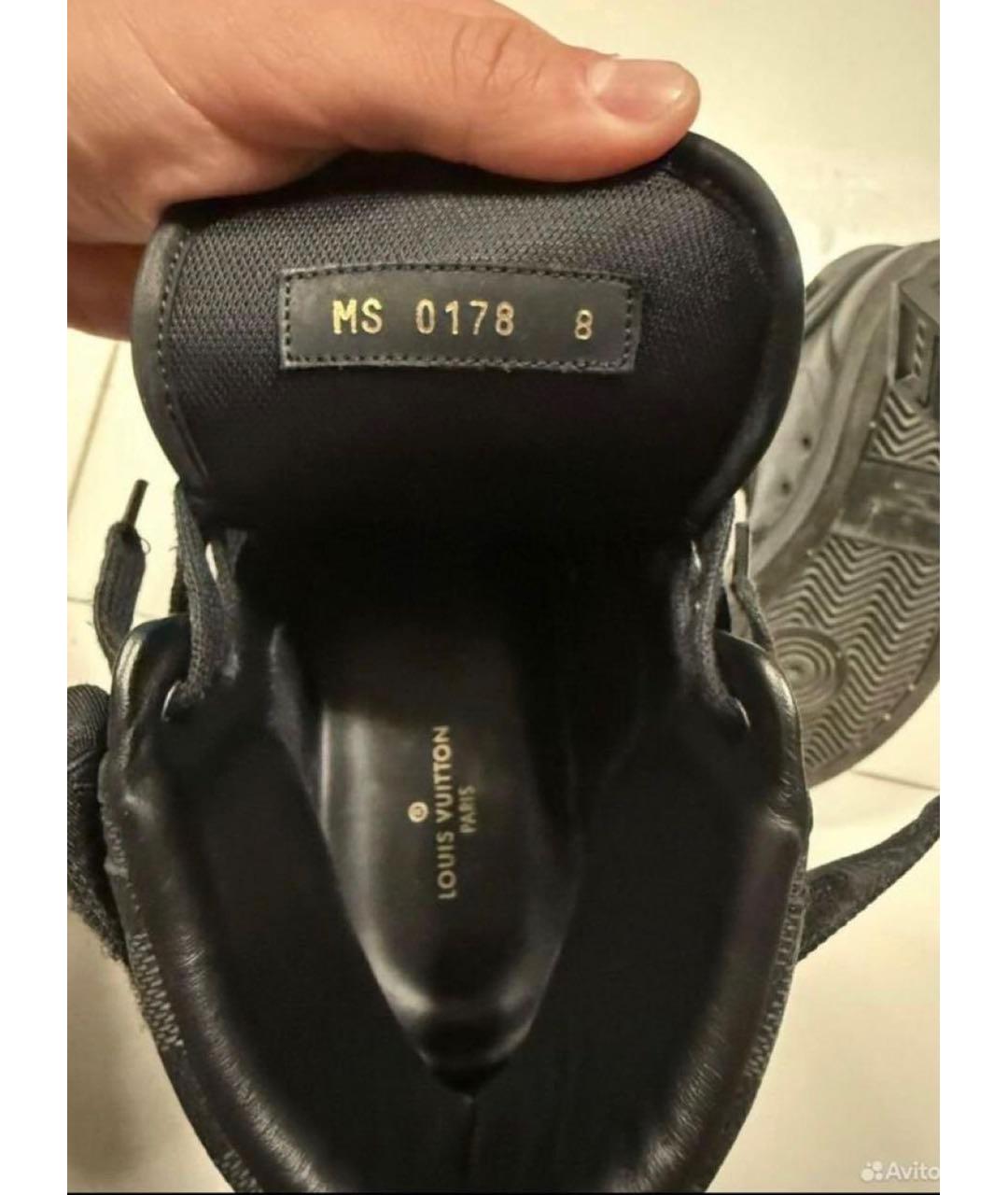 LOUIS VUITTON Черные кожаные высокие кроссовки / кеды, фото 4