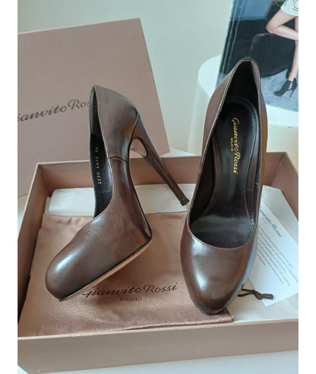 GIANVITO ROSSI Коричневые кожаные туфли, фото 4