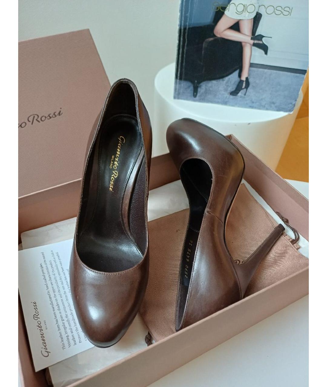 GIANVITO ROSSI Коричневые кожаные туфли, фото 5