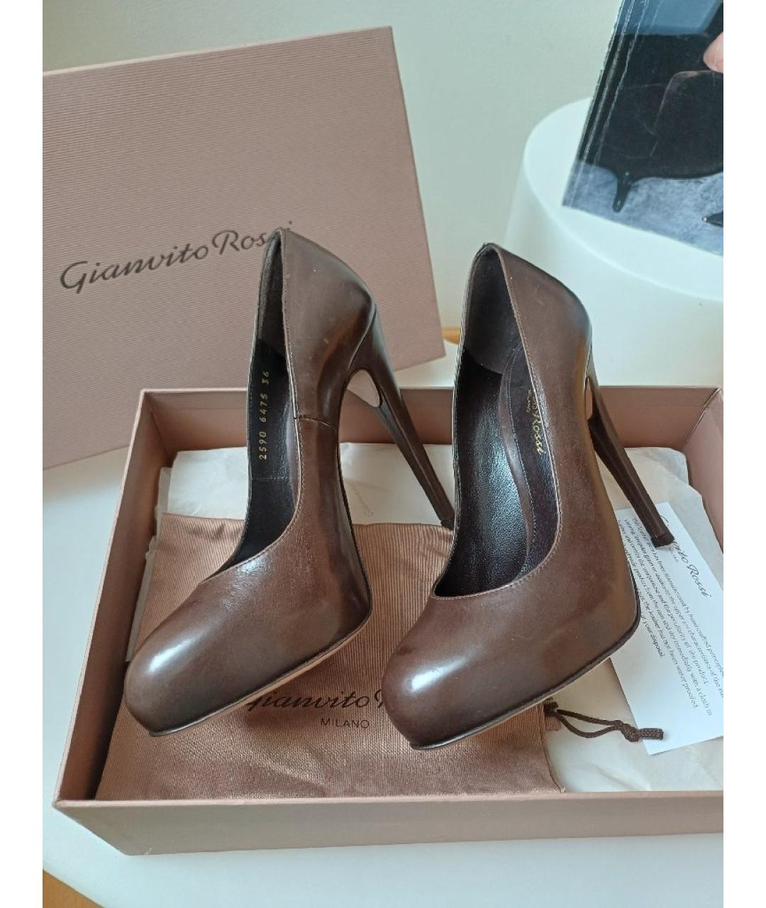 GIANVITO ROSSI Коричневые кожаные туфли, фото 2