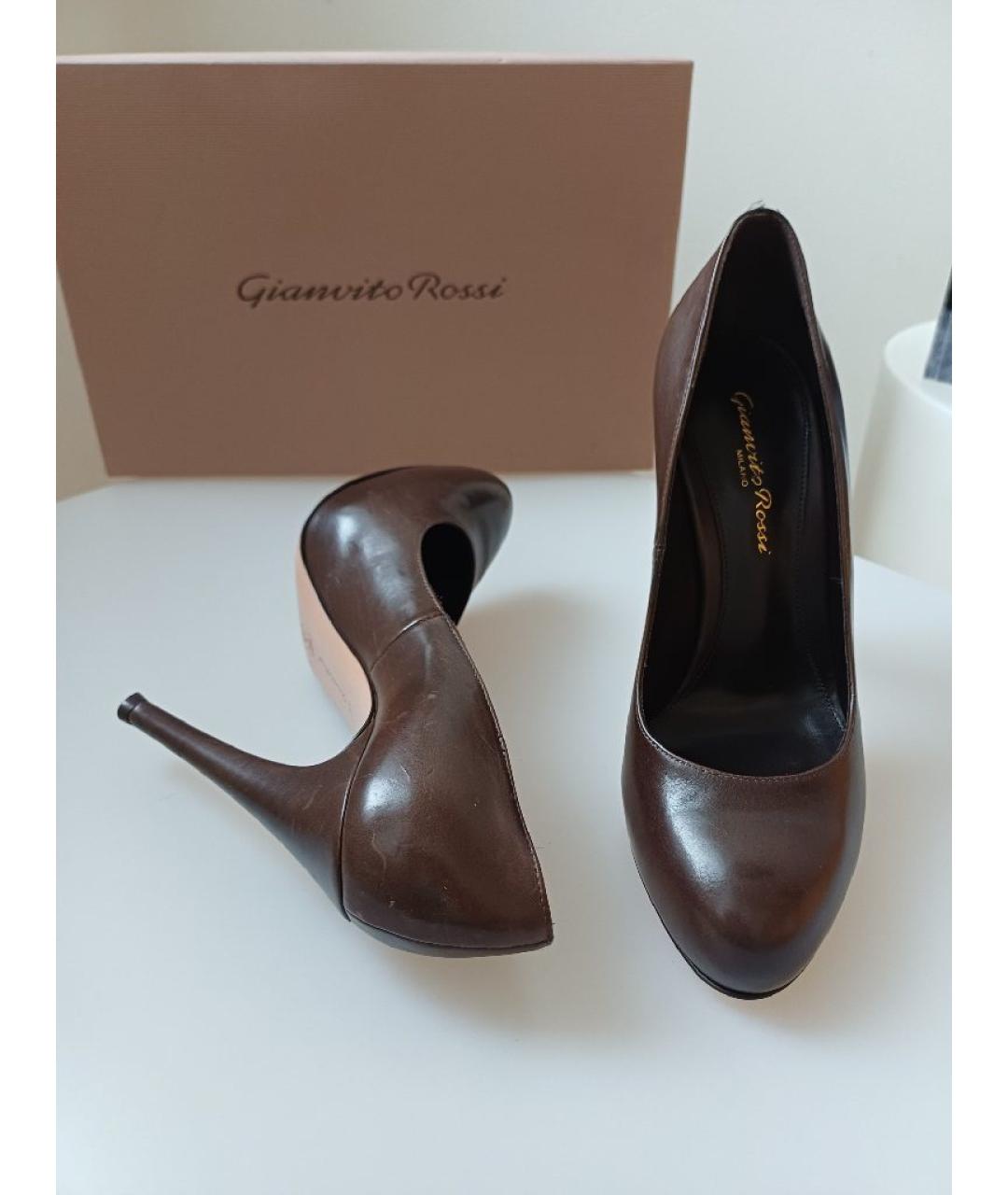 GIANVITO ROSSI Коричневые кожаные туфли, фото 6