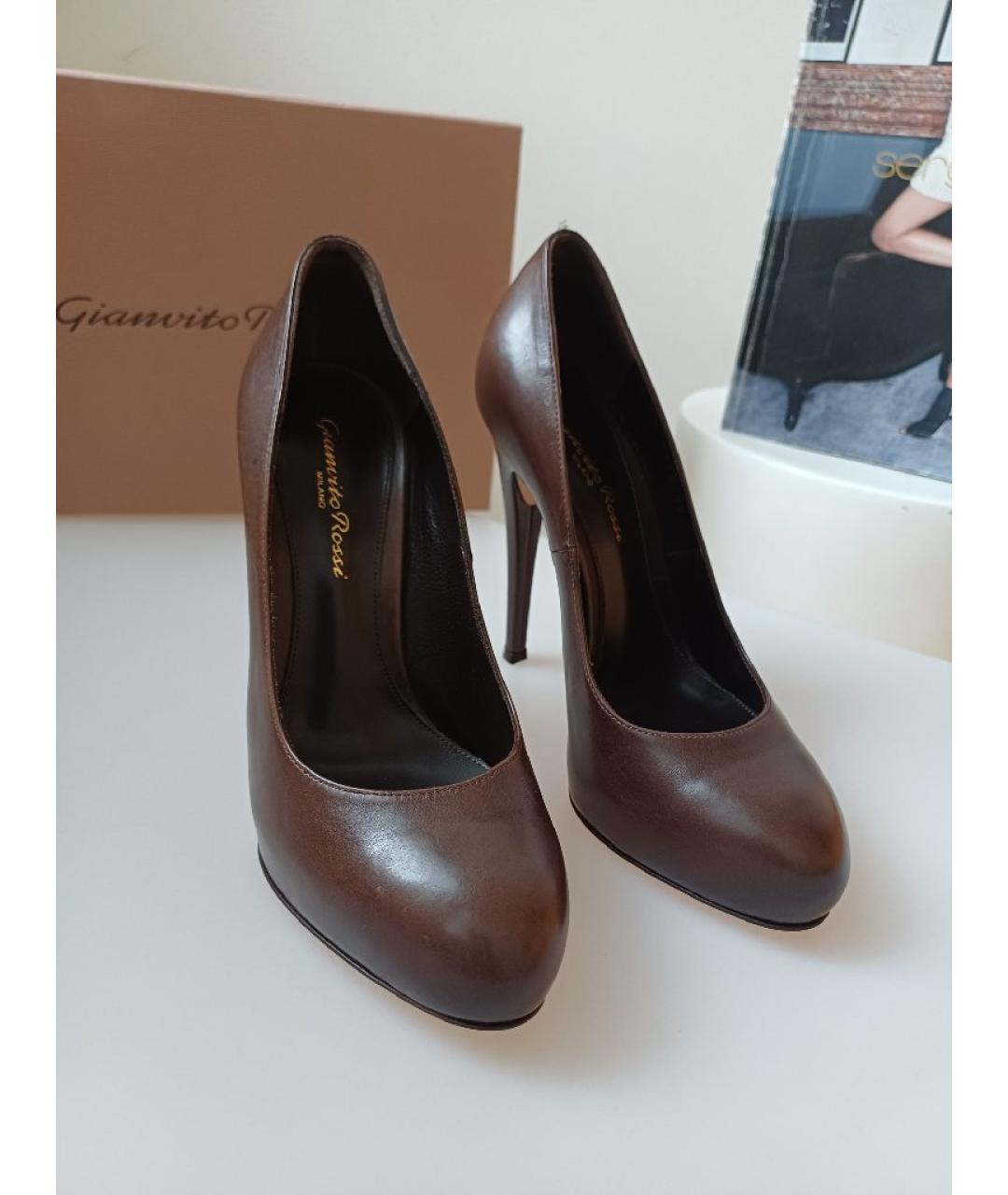 GIANVITO ROSSI Коричневые кожаные туфли, фото 7