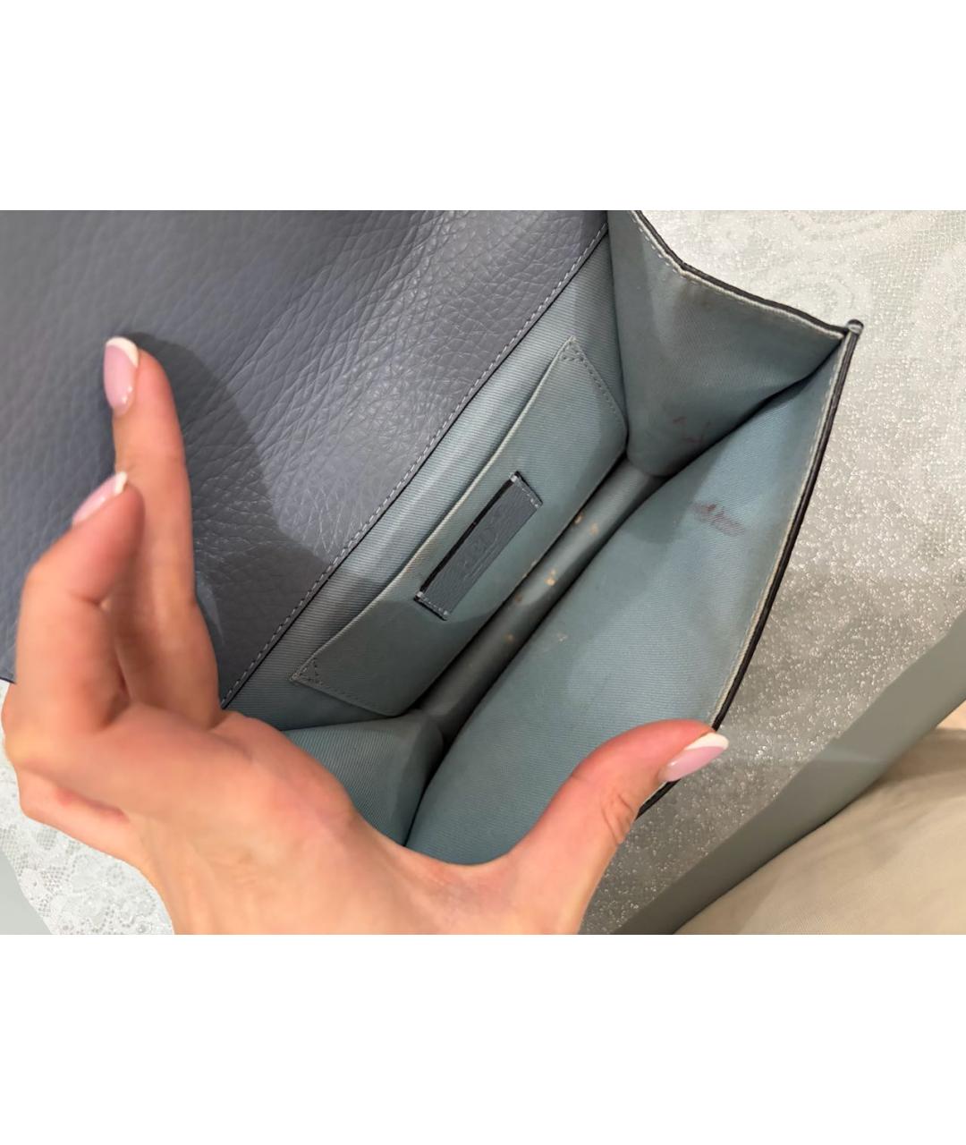 RED VALENTINO Голубая кожаная сумка с короткими ручками, фото 5