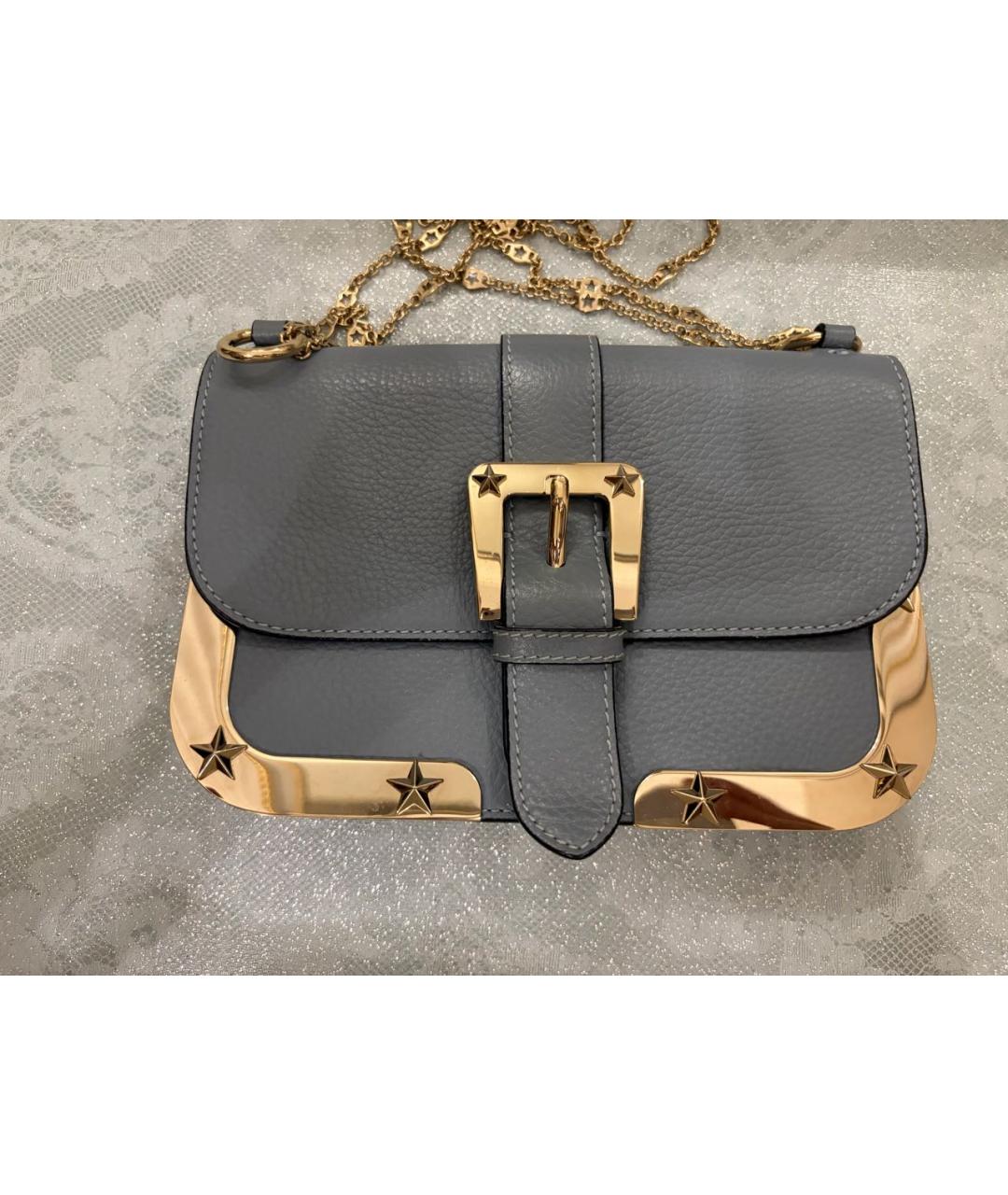 RED VALENTINO Голубая кожаная сумка с короткими ручками, фото 6