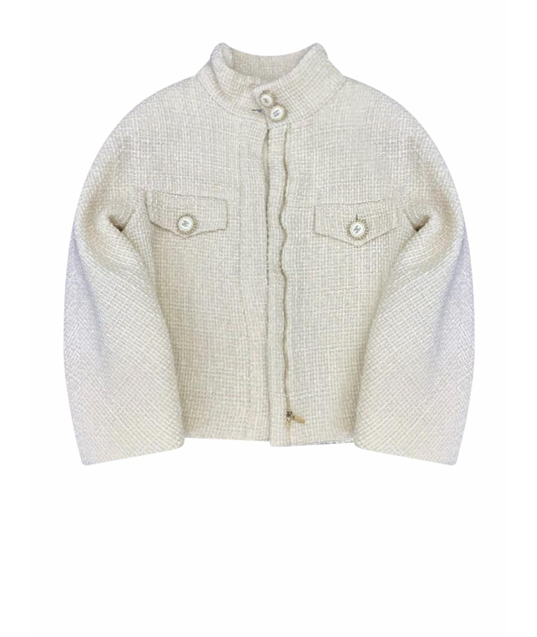 CHANEL Белый твидовый жакет/пиджак, фото 1