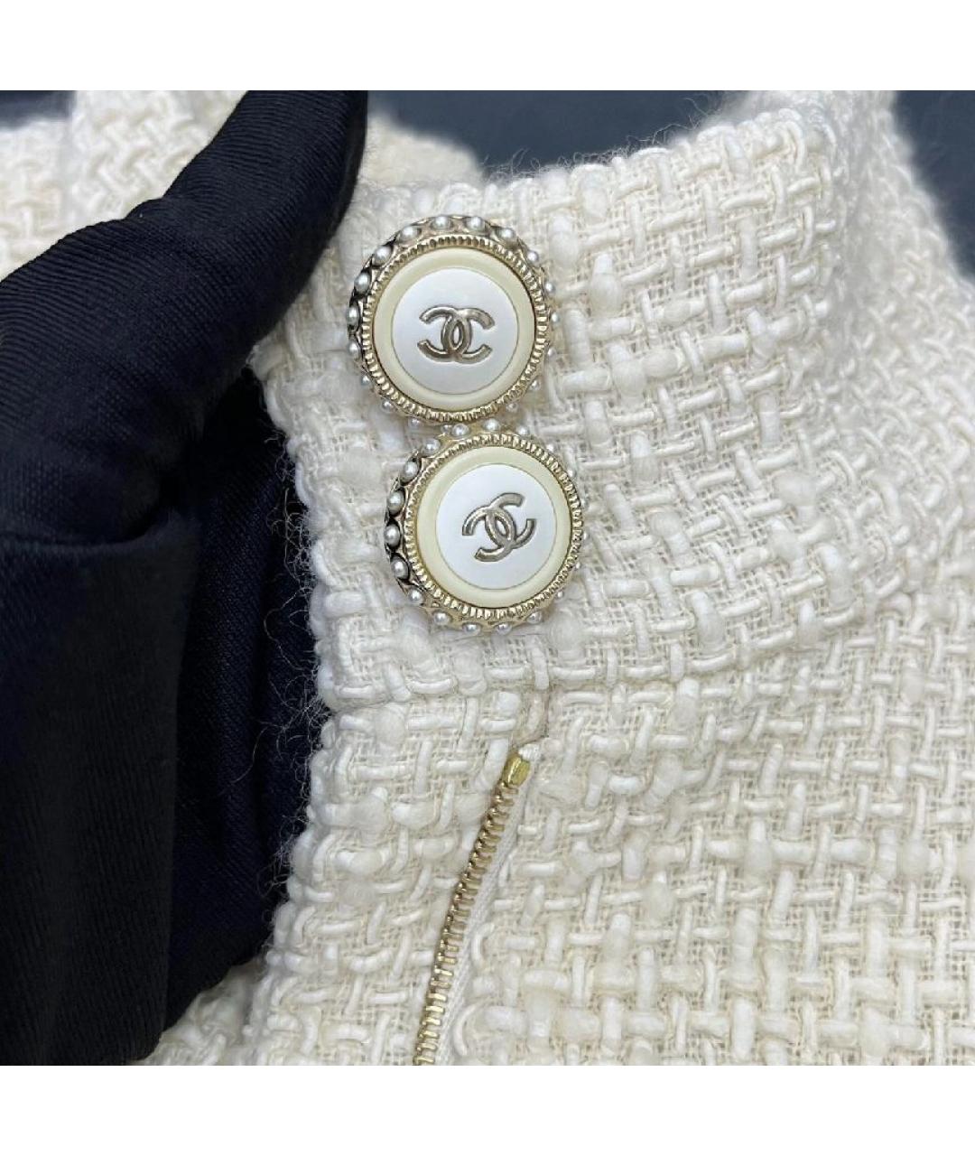 CHANEL Белый твидовый жакет/пиджак, фото 5