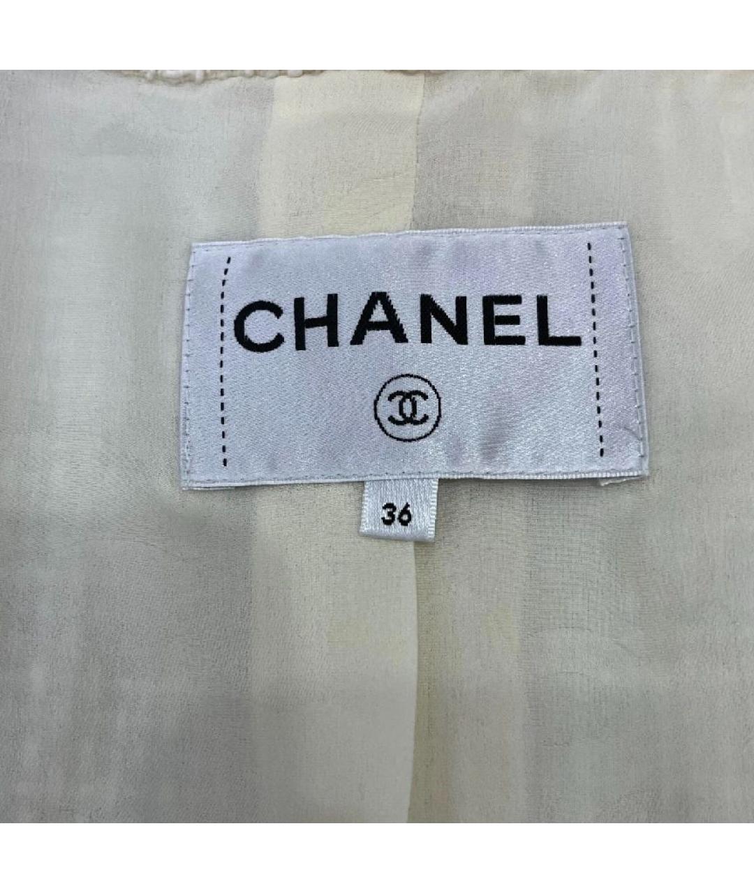 CHANEL Белый твидовый жакет/пиджак, фото 7