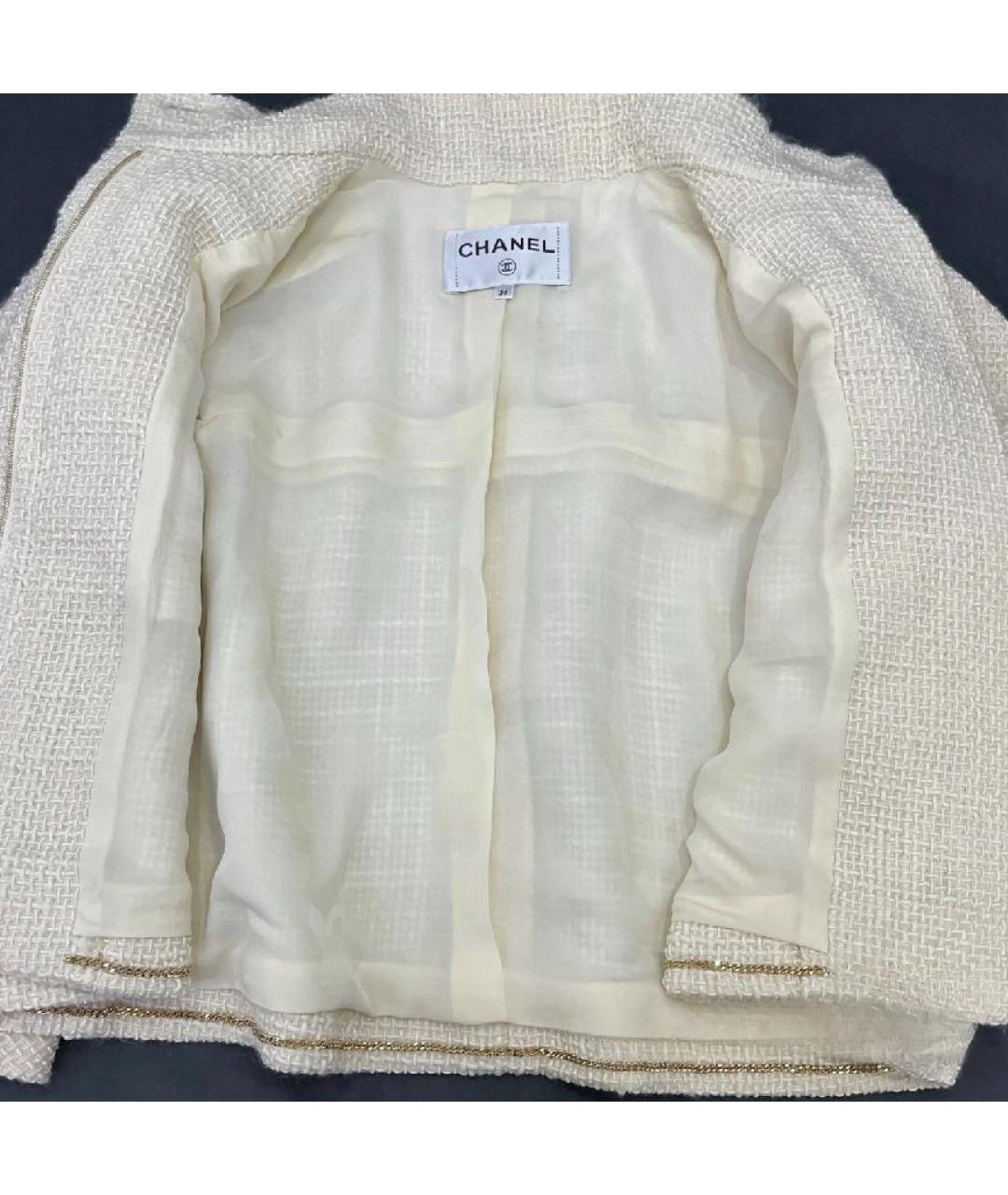 CHANEL Белый твидовый жакет/пиджак, фото 3