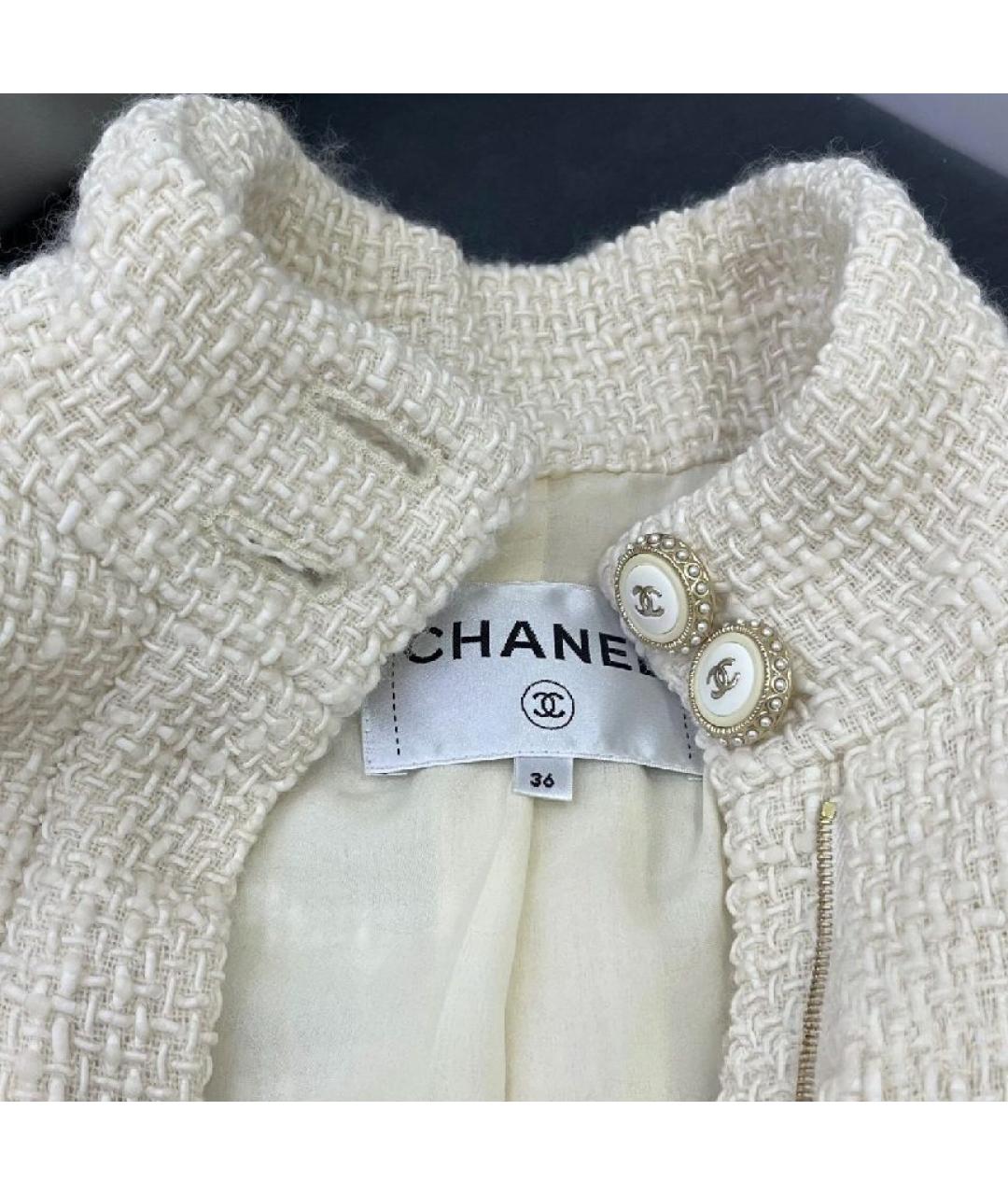 CHANEL Белый твидовый жакет/пиджак, фото 4