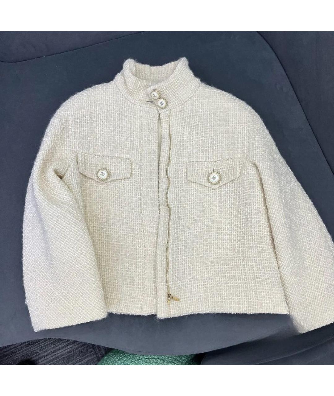 CHANEL Белый твидовый жакет/пиджак, фото 9