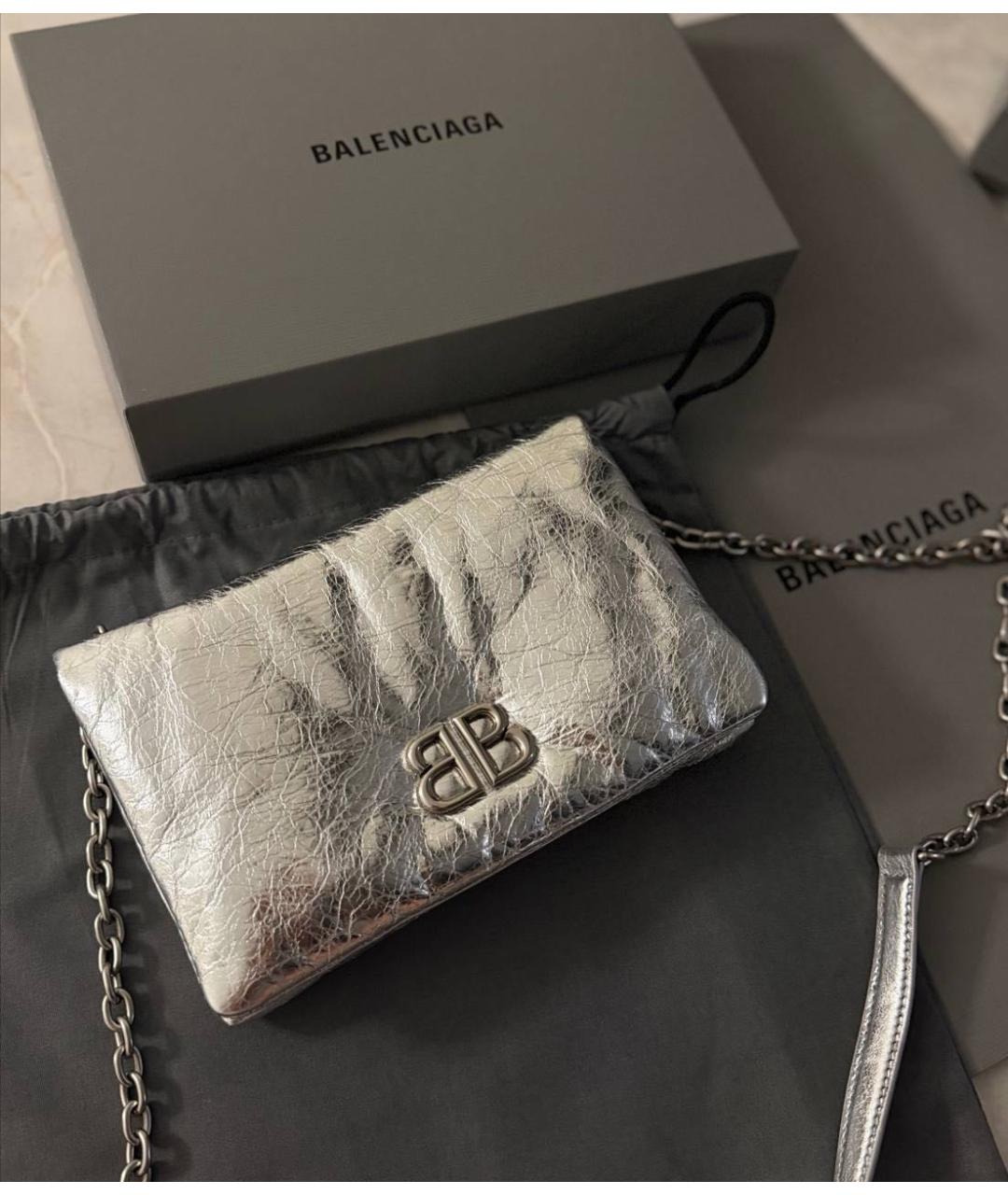 BALENCIAGA Серебряная кожаная сумка через плечо, фото 2