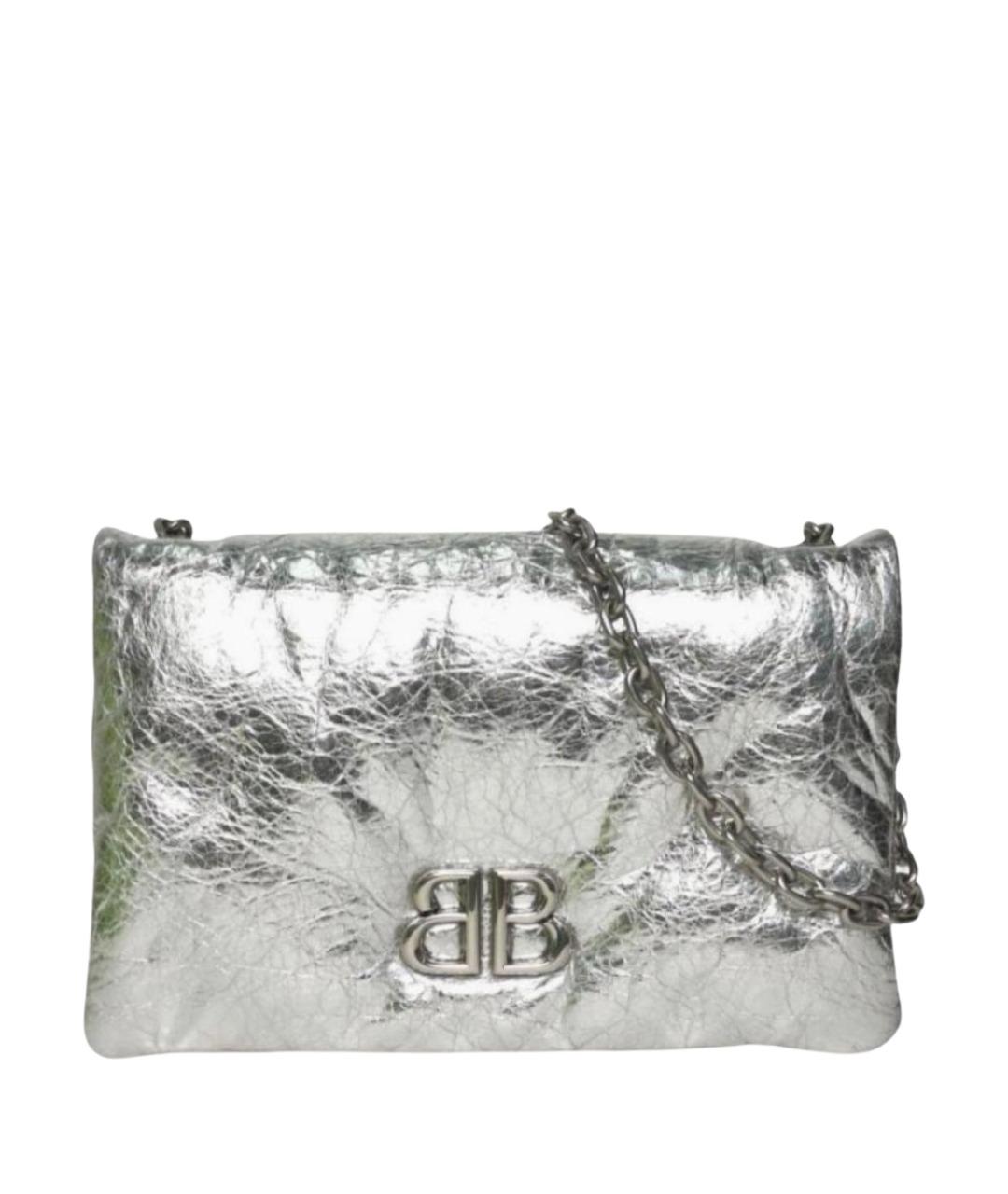BALENCIAGA Серебряная кожаная сумка через плечо, фото 1