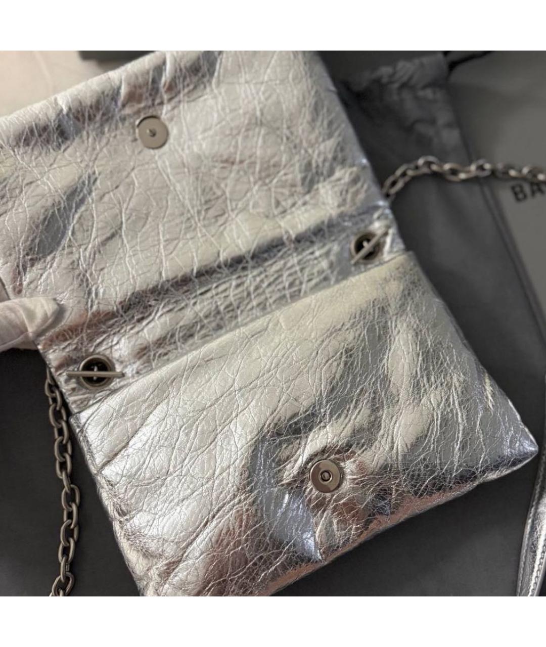 BALENCIAGA Серебряная кожаная сумка через плечо, фото 5