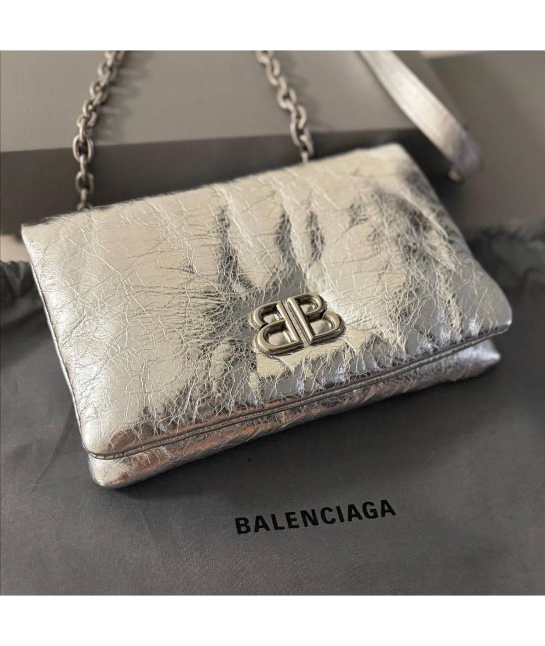 BALENCIAGA Серебряная кожаная сумка через плечо, фото 4