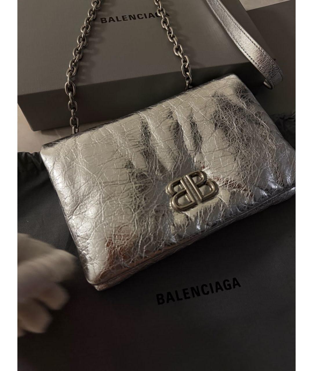 BALENCIAGA Серебряная кожаная сумка через плечо, фото 3