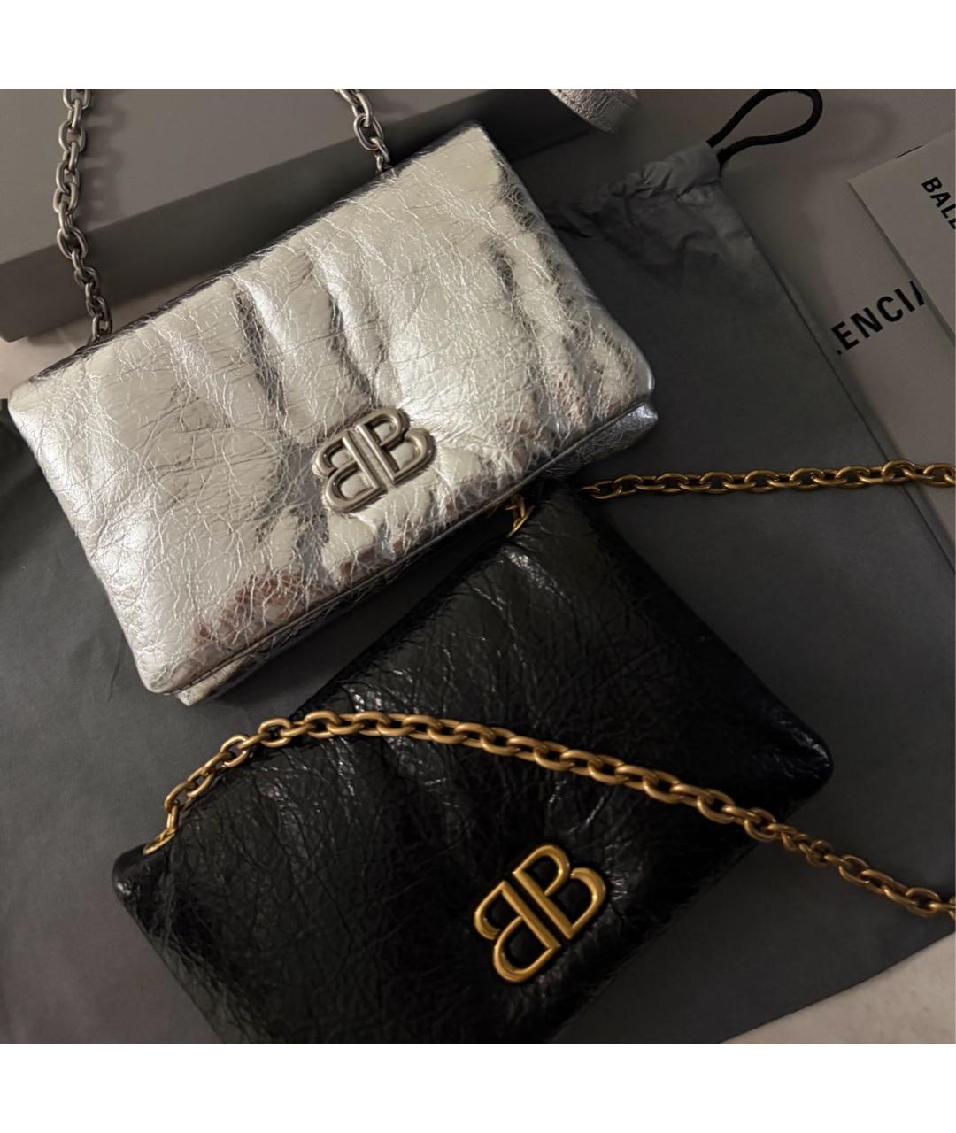 BALENCIAGA Серебряная кожаная сумка через плечо, фото 6