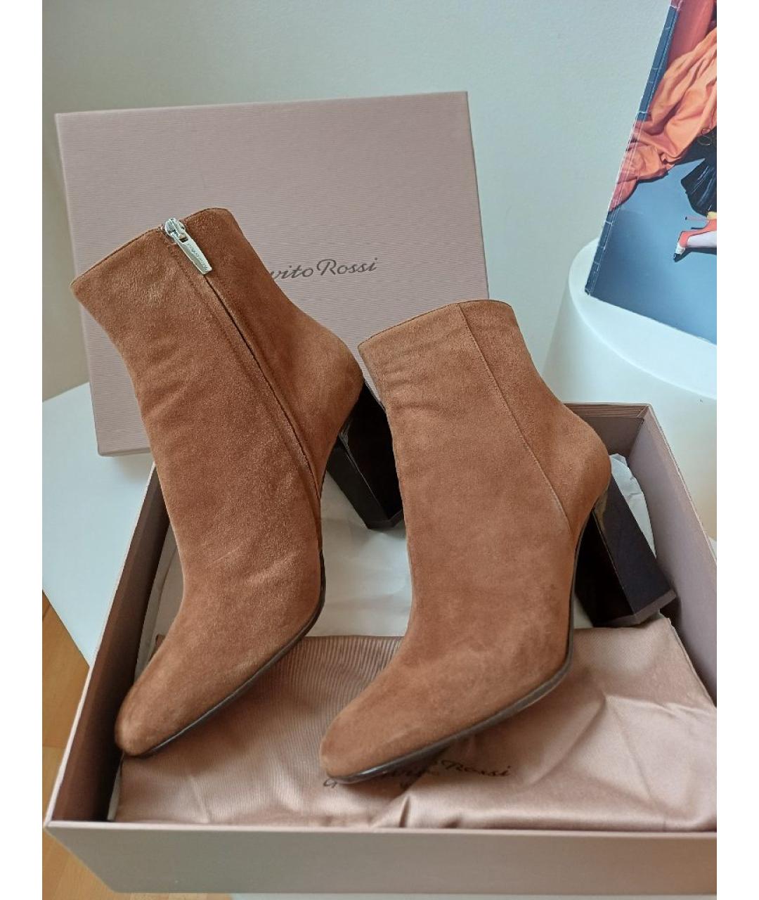 GIANVITO ROSSI Коричневые замшевые ботильоны, фото 2