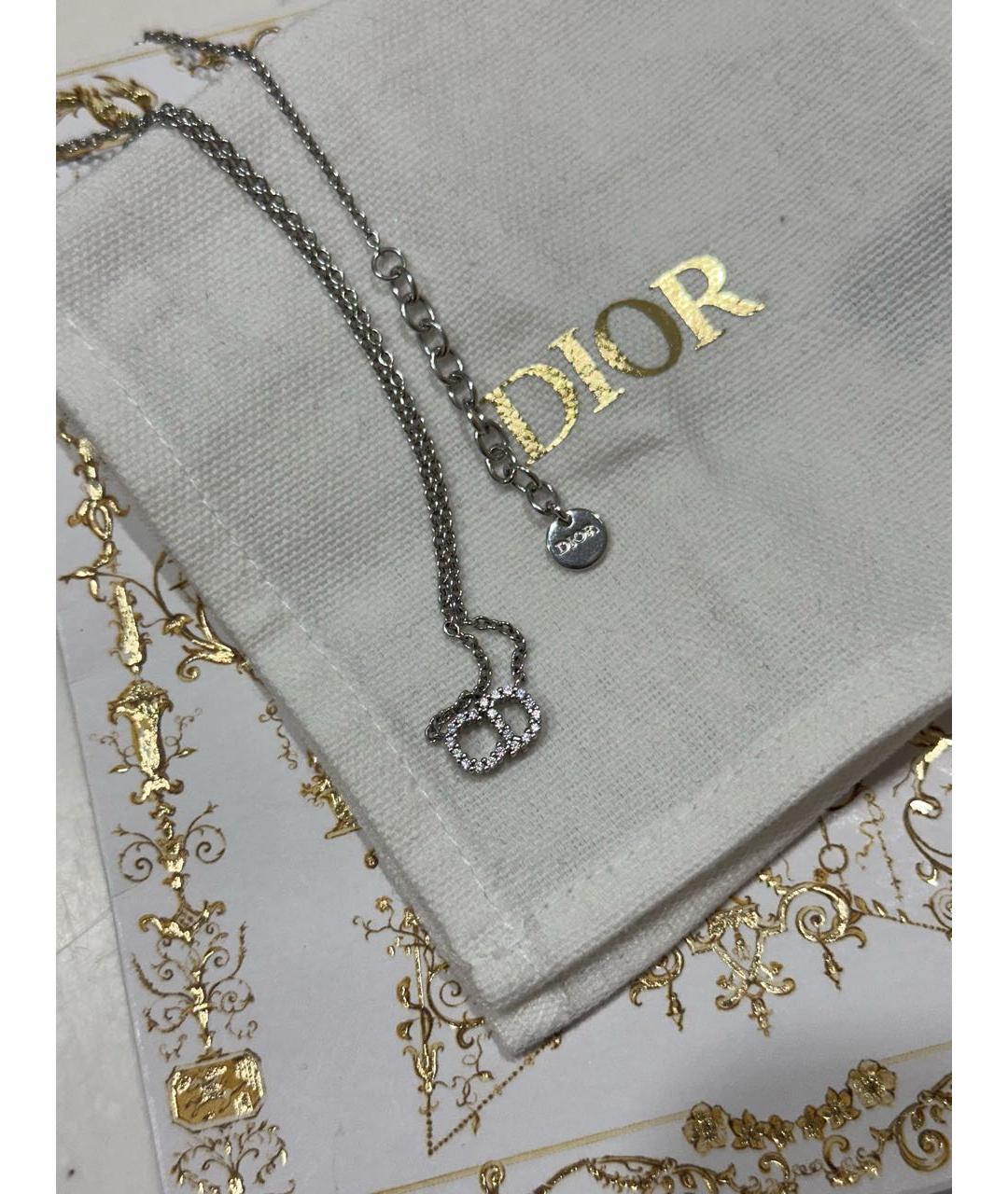 CHRISTIAN DIOR Серебряное металлическое колье, фото 2