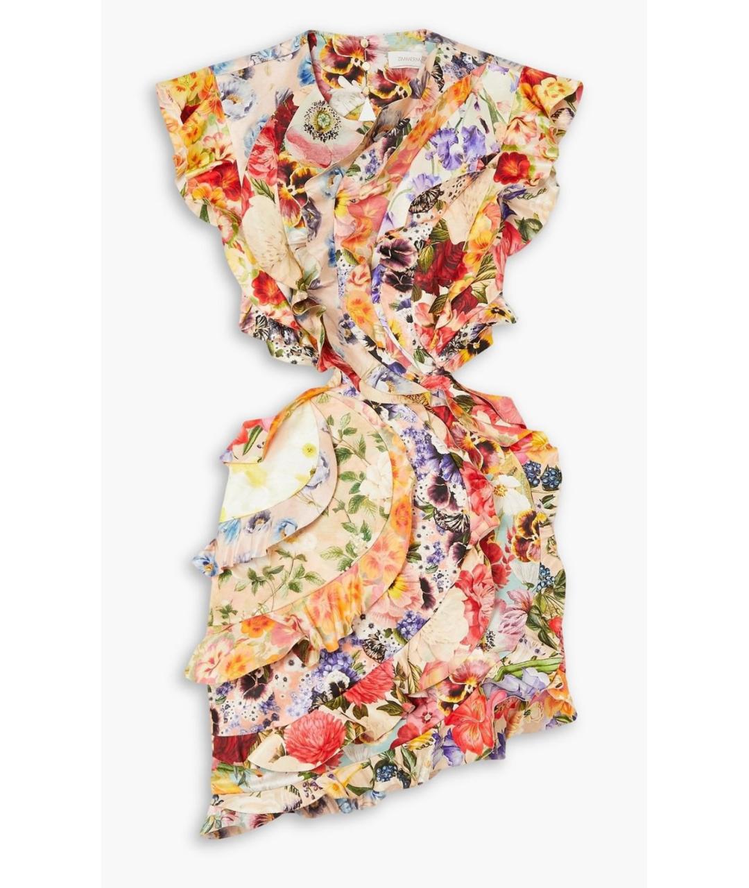 ZIMMERMANN Мульти льняное коктейльное платье, фото 4