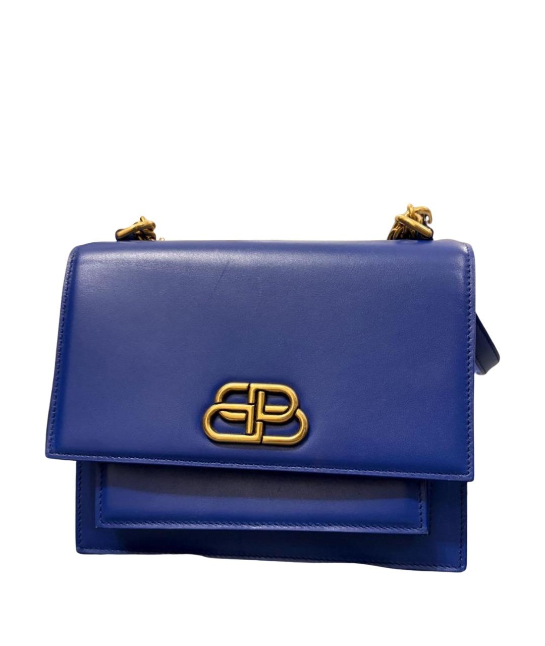 BALENCIAGA Синяя кожаная сумка через плечо, фото 1