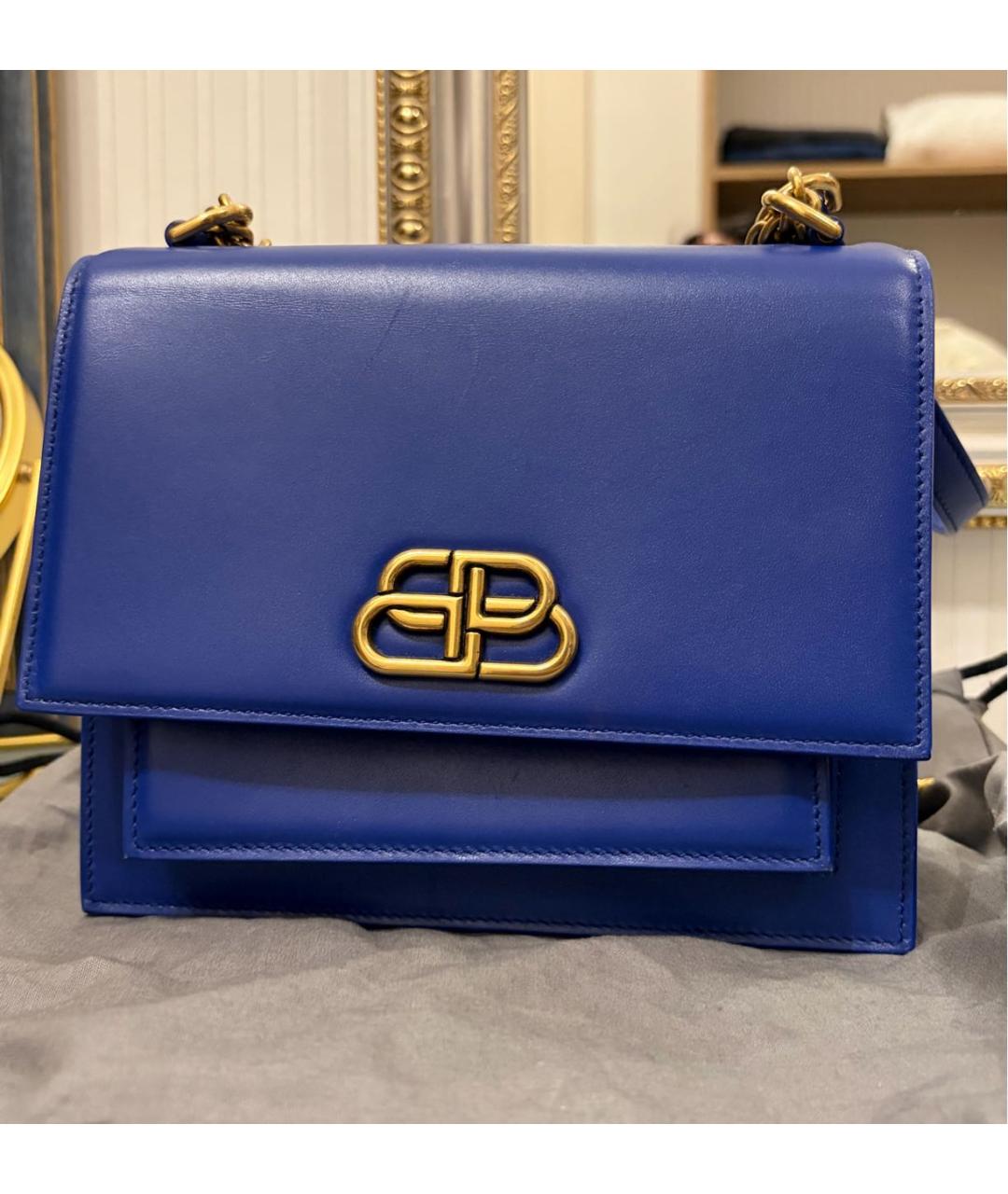 BALENCIAGA Синяя кожаная сумка через плечо, фото 9