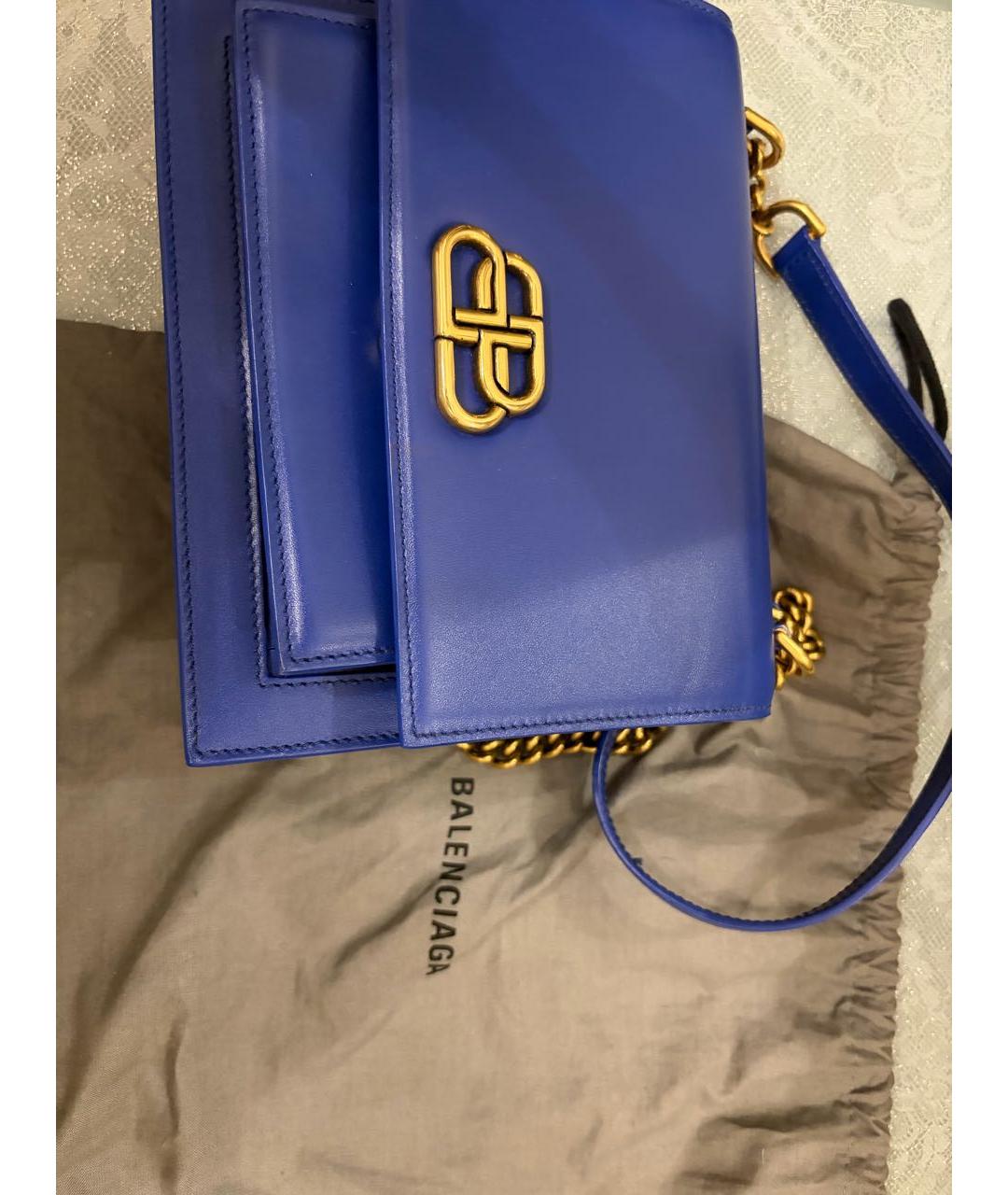 BALENCIAGA Синяя кожаная сумка через плечо, фото 7